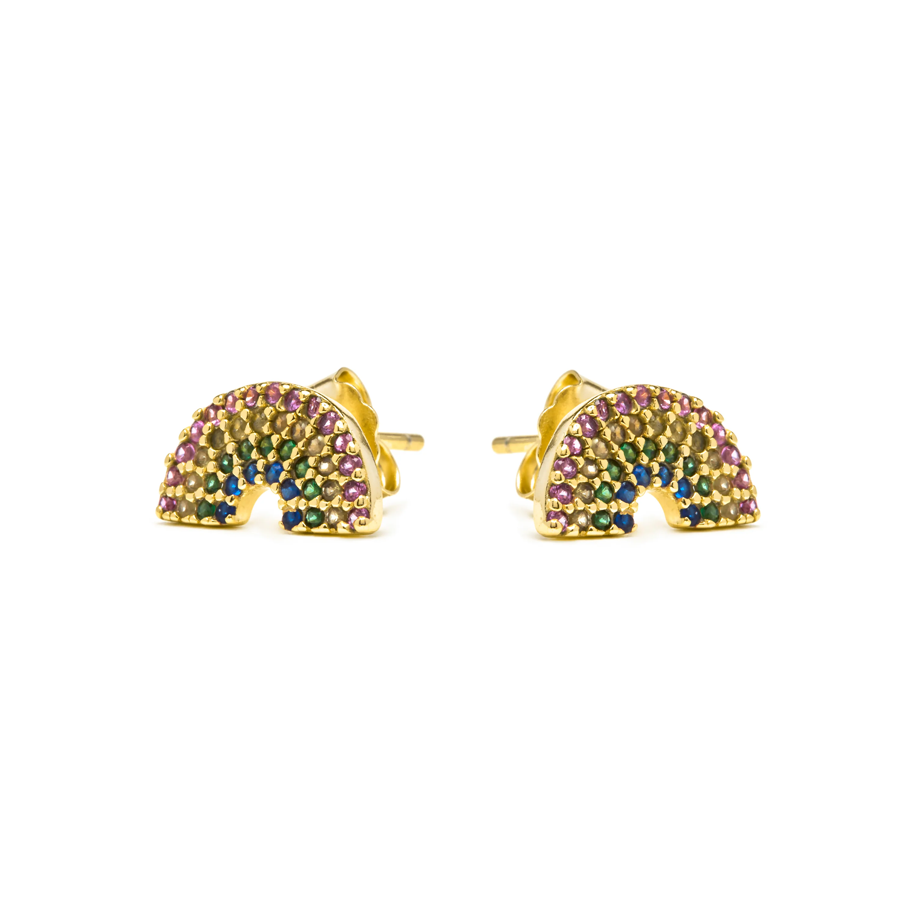 Pendientes de Plata de Ley 925 y Circonita Multicolor acabado en oro amarillo 18k - Nivart - Image 3