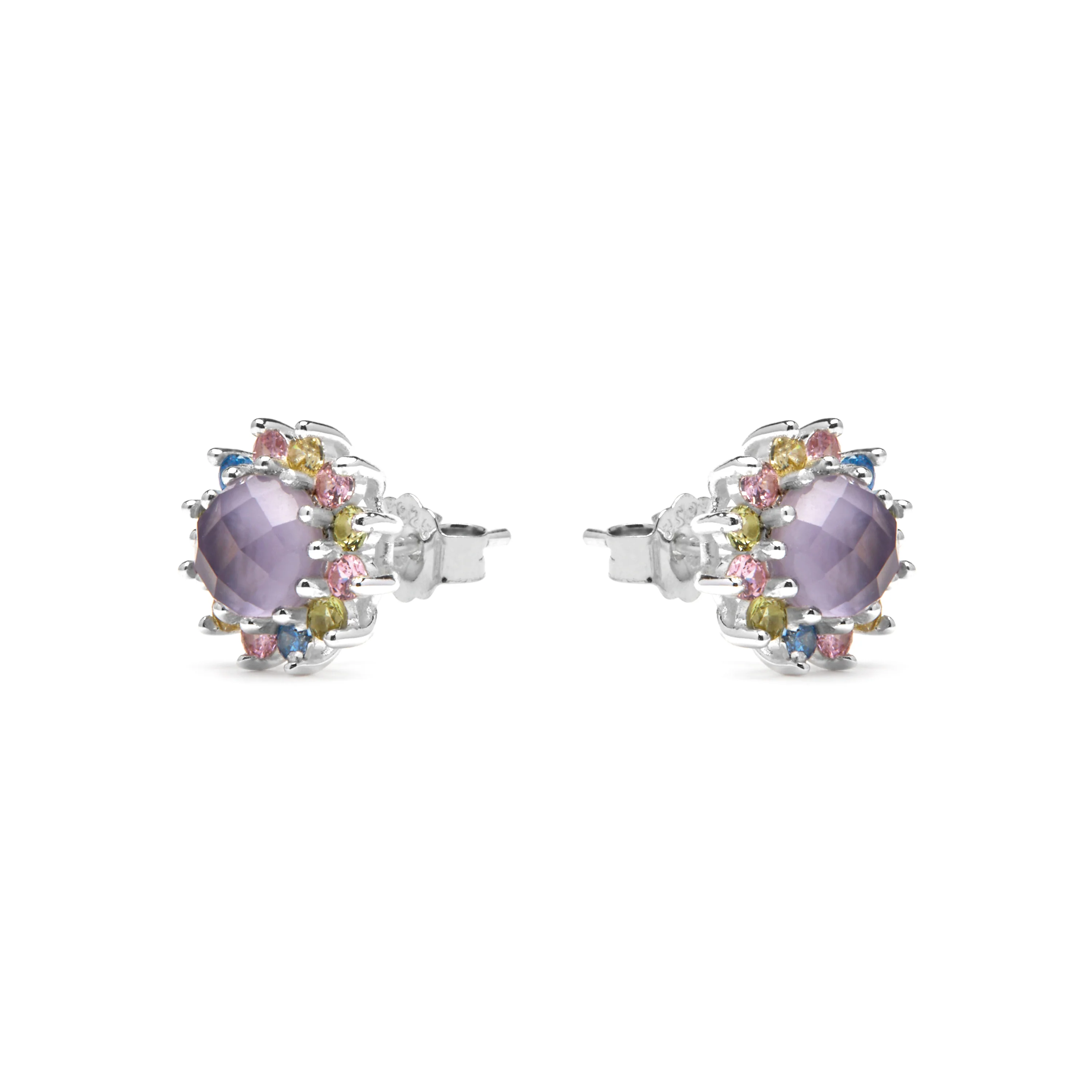 Pendientes de Plata de Ley 925 y Circonita Multicolor acabado rodio - Nopsa - Image 3
