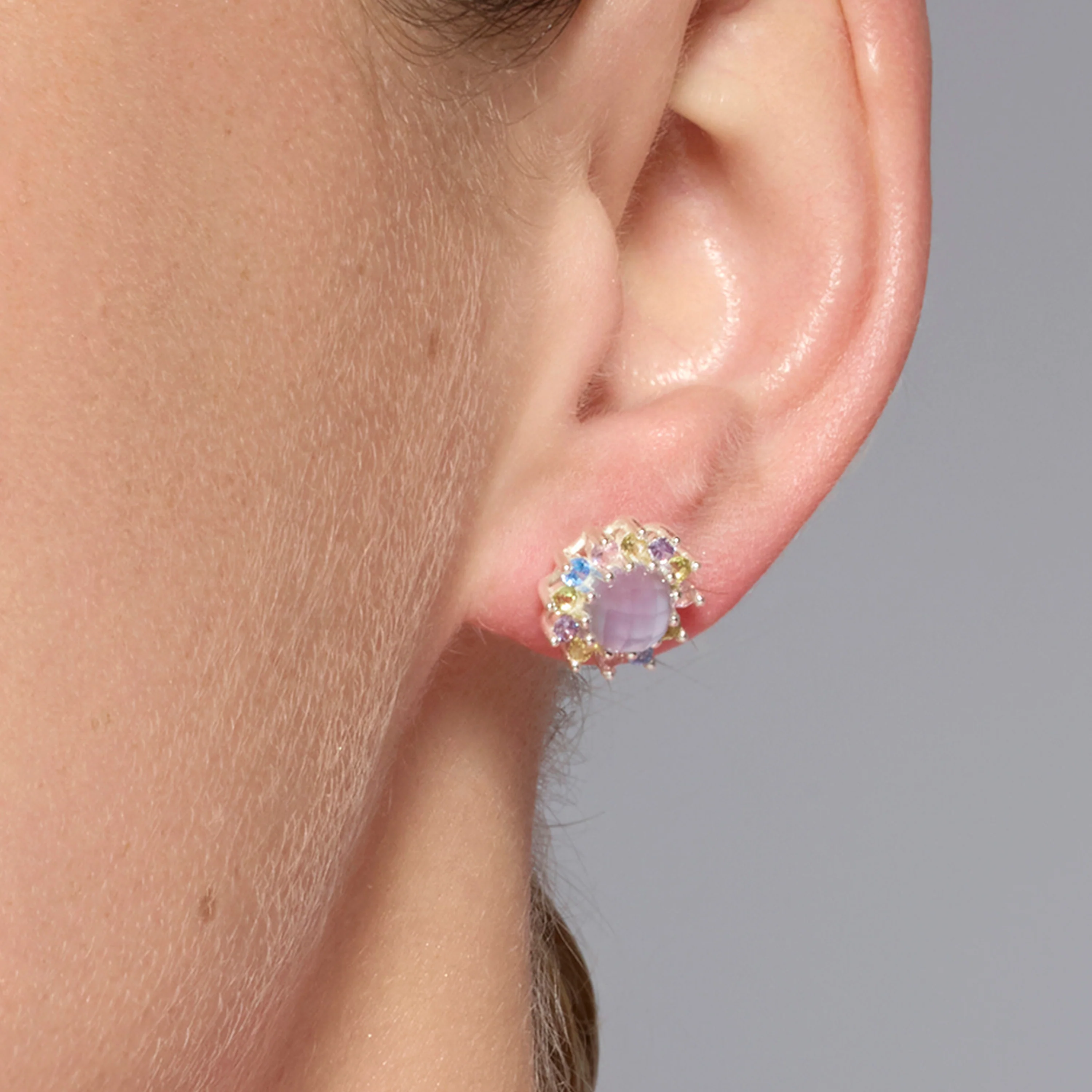 Pendientes de Plata de Ley 925 y Circonita Multicolor acabado rodio - Nopsa - Image 4
