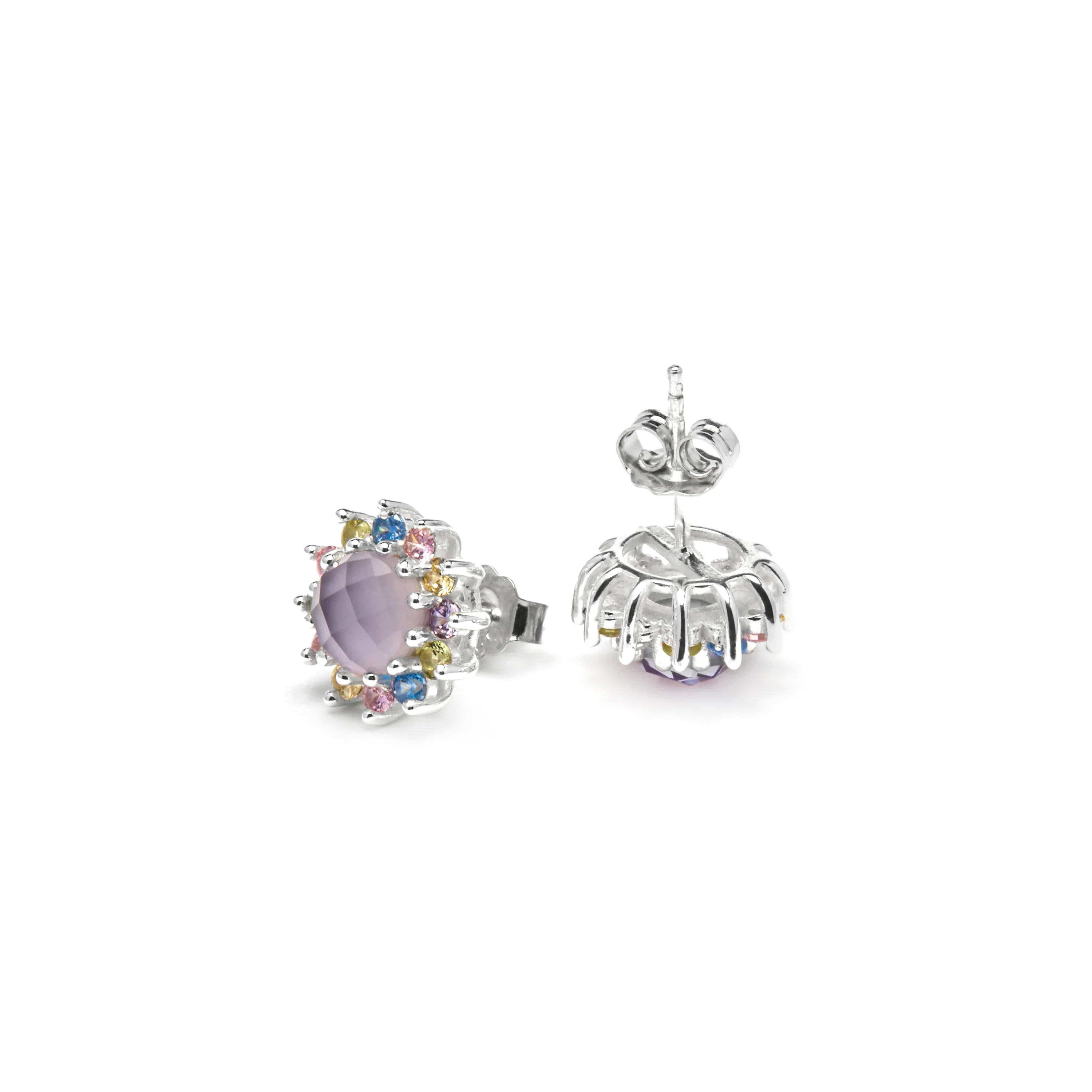 Pendientes de Plata de Ley 925 y Circonita Multicolor acabado rodio - Nopsa - Image 5