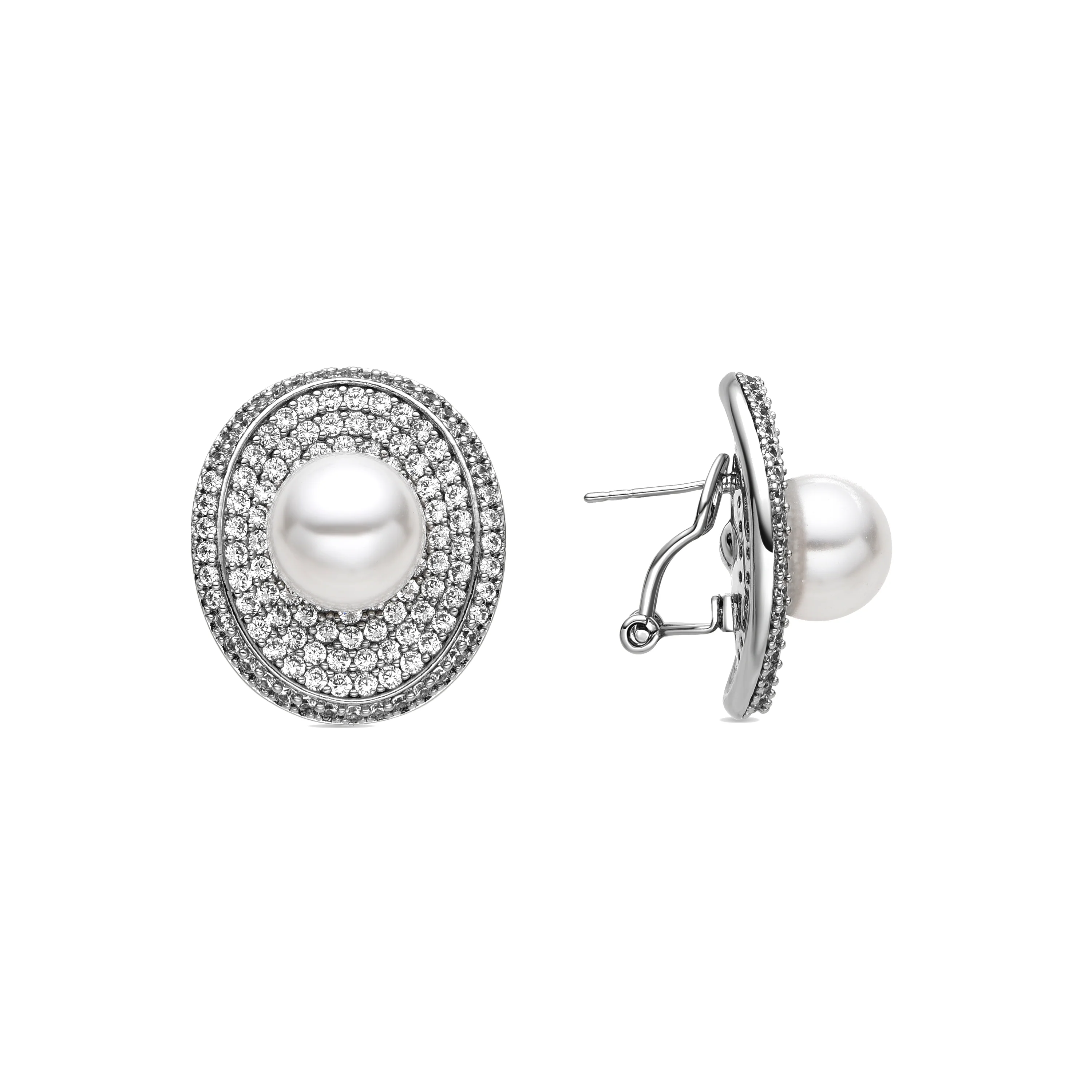 Pendientes con Perla Blanca acabado plata - Noros