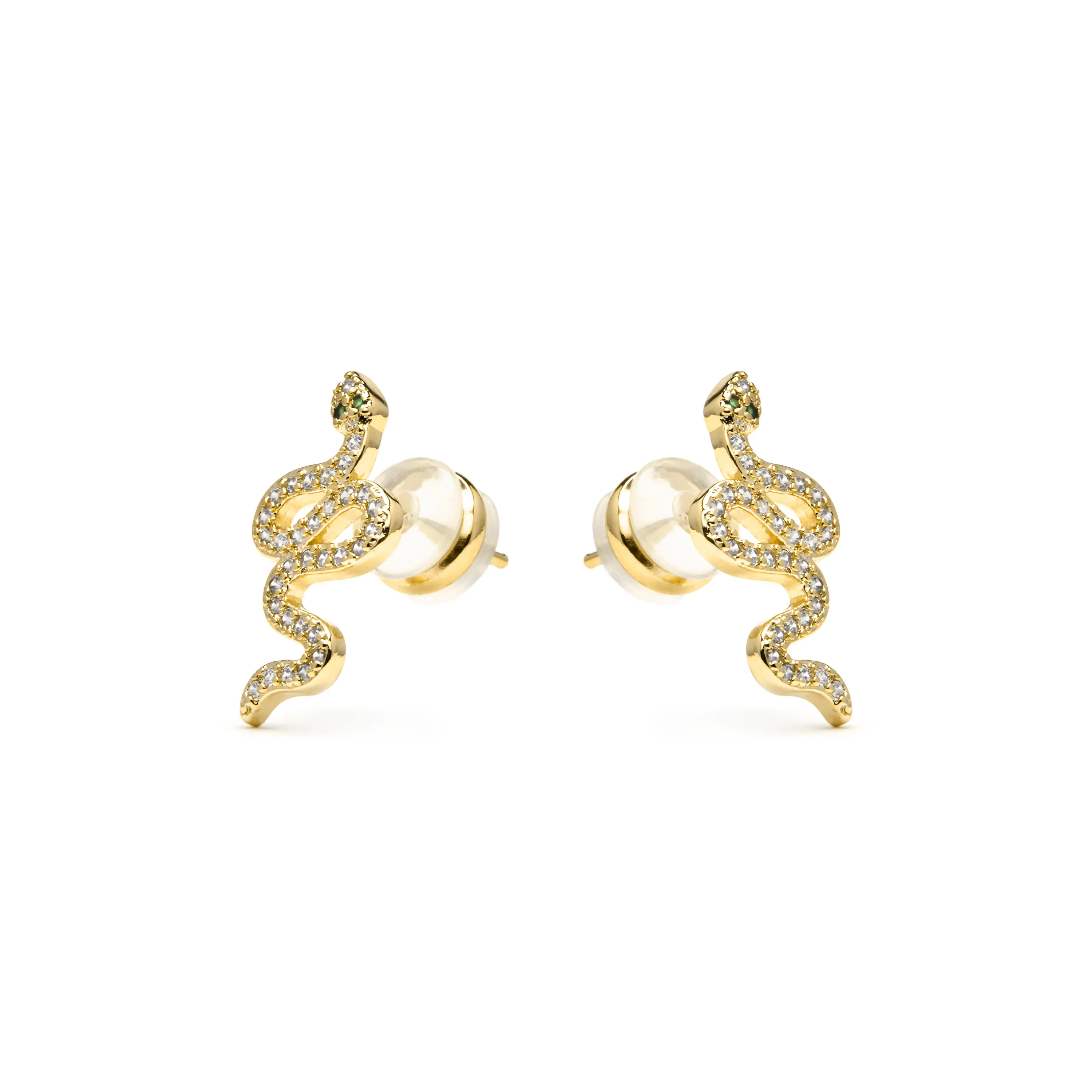Pendientes acabado oro amarillo de 18k y Circonita Brillante - Norra - Image 3