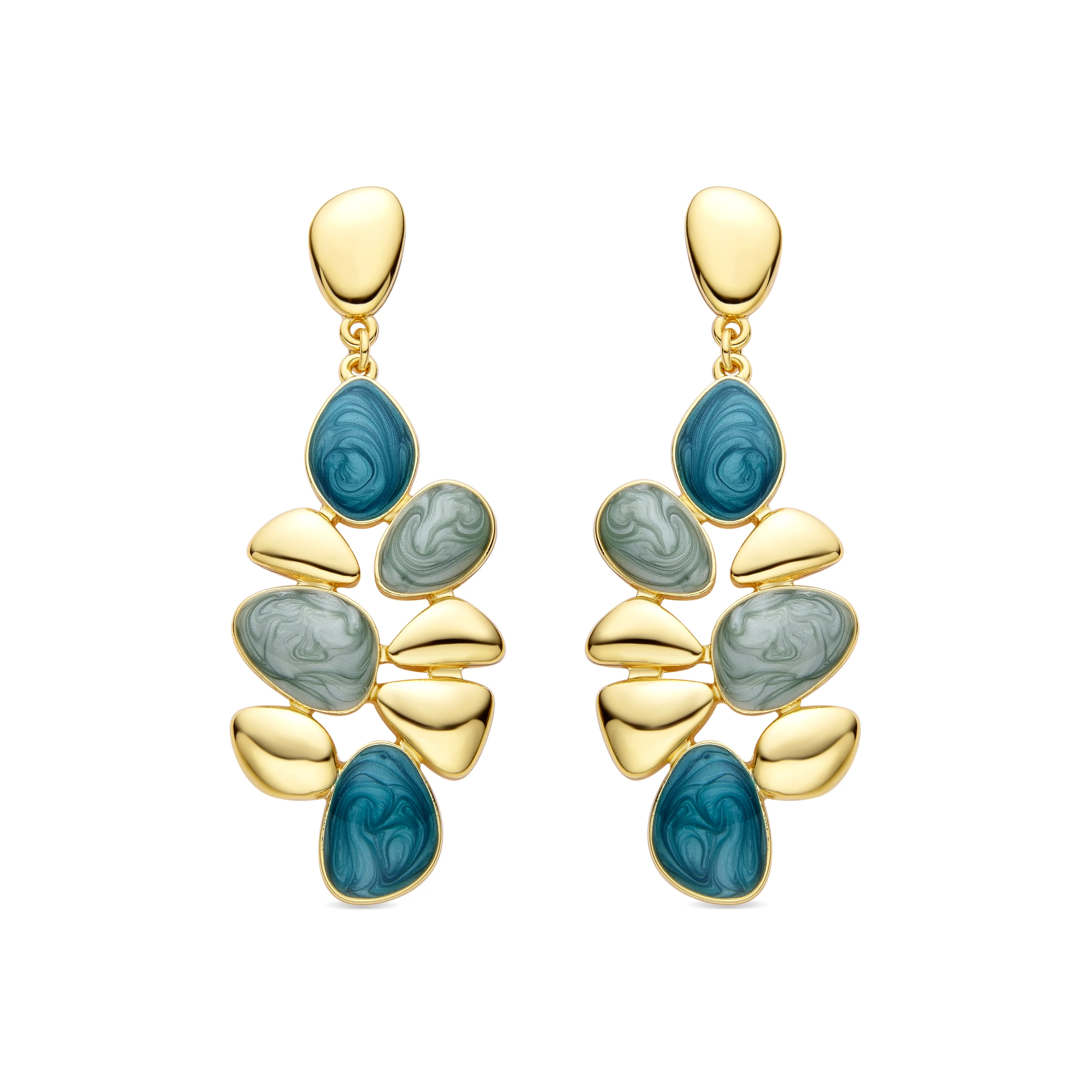 Pendientes de Resina Verde acabados en oro amarillo 18K - Nortul