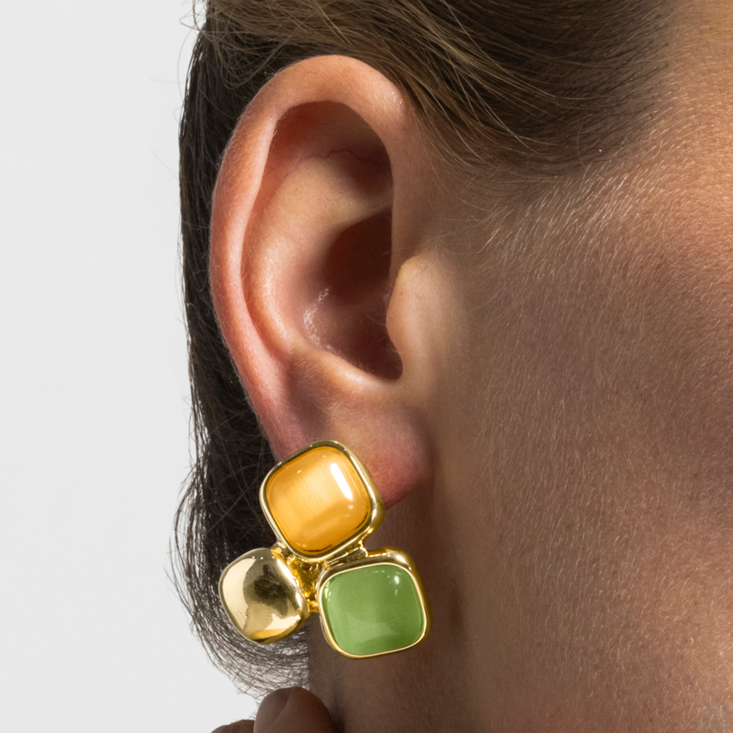 Pendientes con Ojo de Gato Multicolor acabado oro 18k - Nuroa - Image 3
