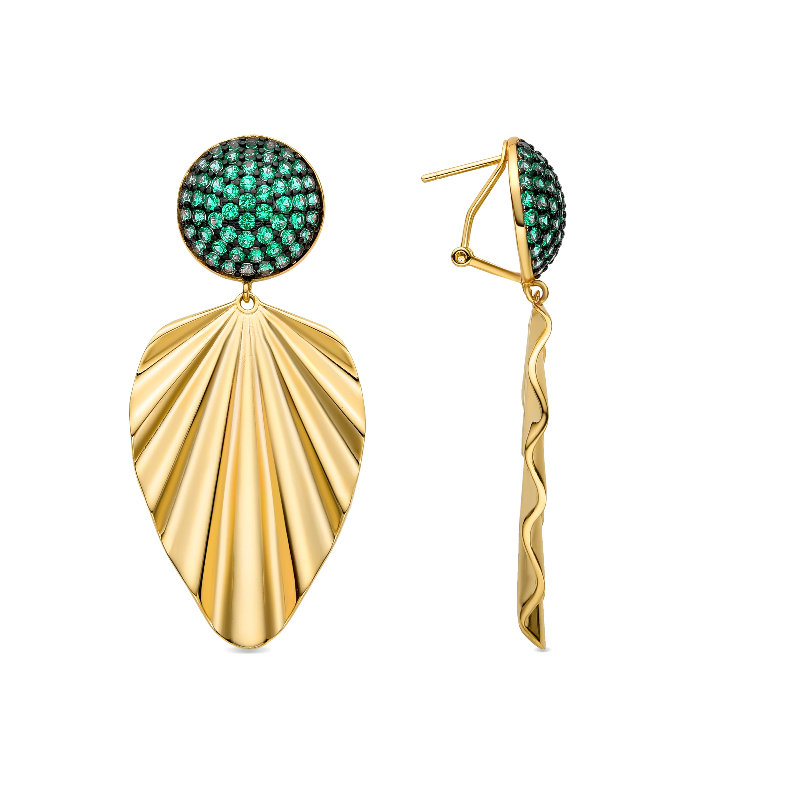 Pendientes de Cuarzo Hidrotermal Verde Claro acabados en oro amarillo 18K - Nyesil