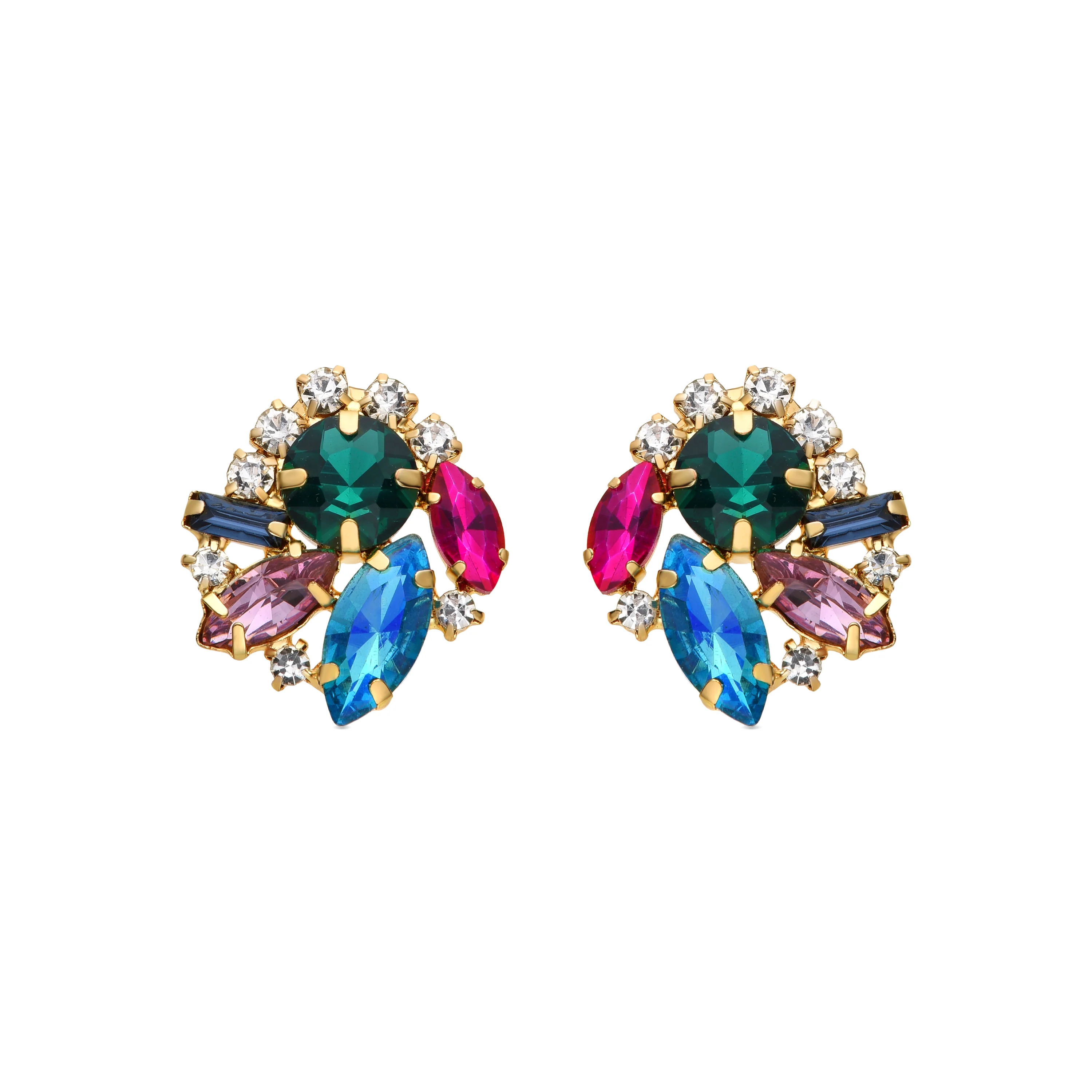 Pendientes de Cristal Azul acabados en oro amarillo 18K - Nyuva