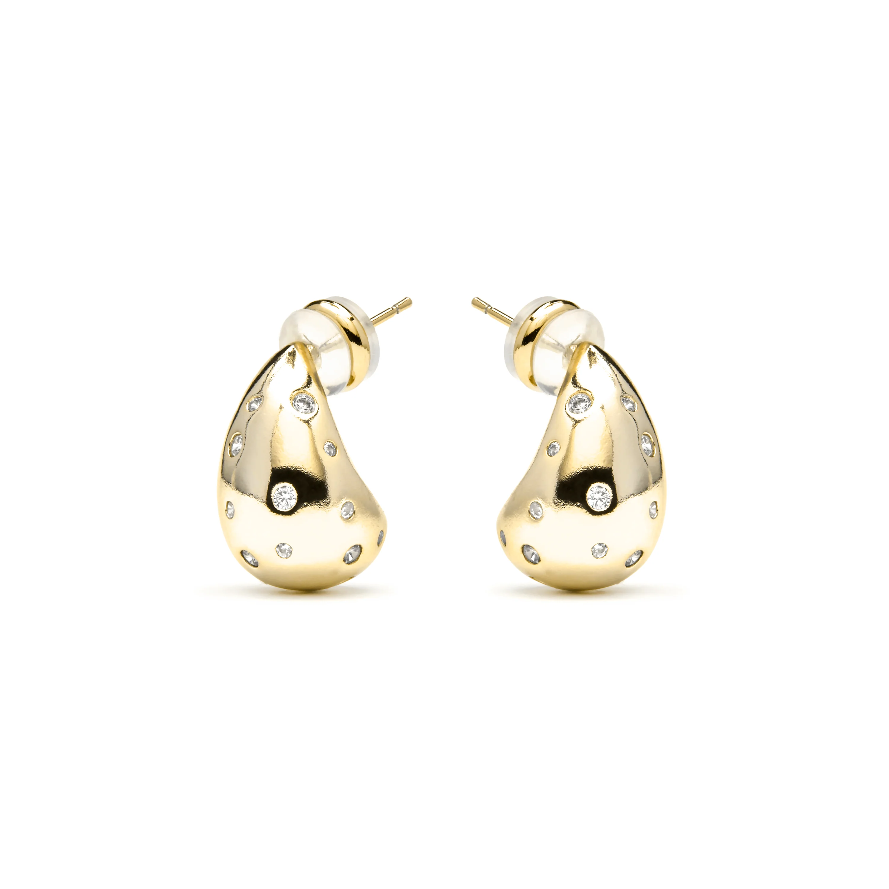 Pendientes acabado oro amarillo de 18k y Circonita Brillante - Obow - Image 3