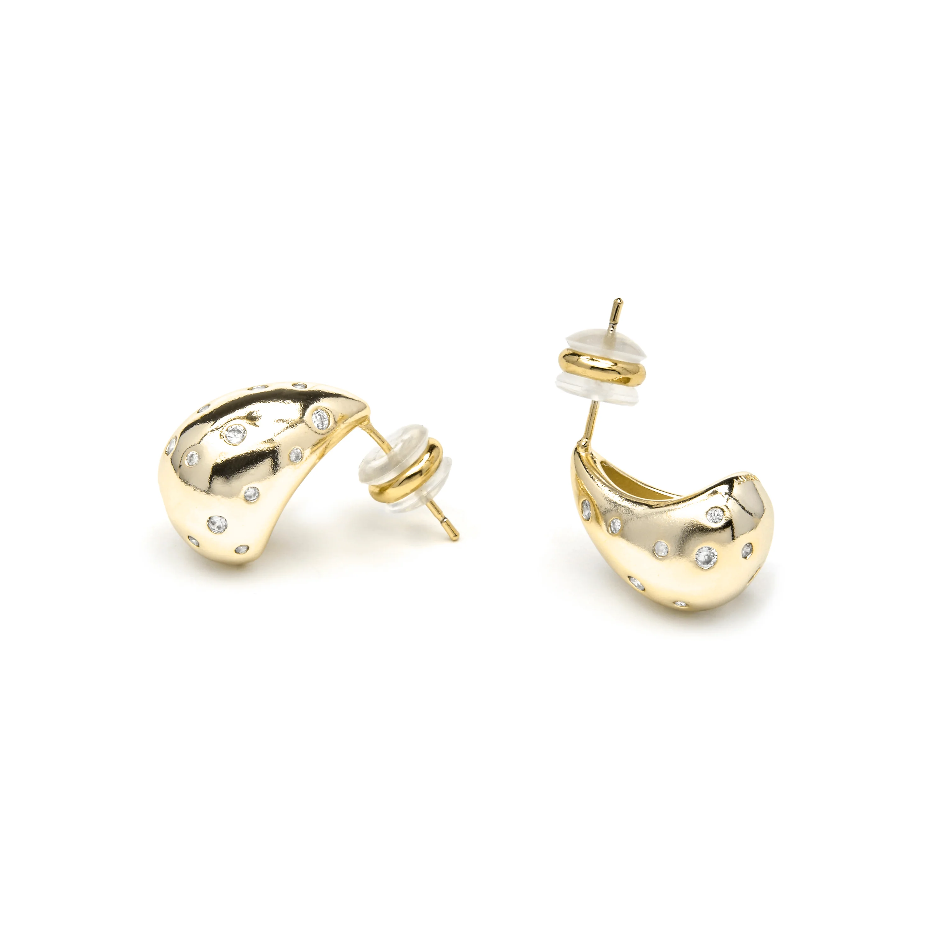 Pendientes acabado oro amarillo de 18k y Circonita Brillante - Obow - Image 4