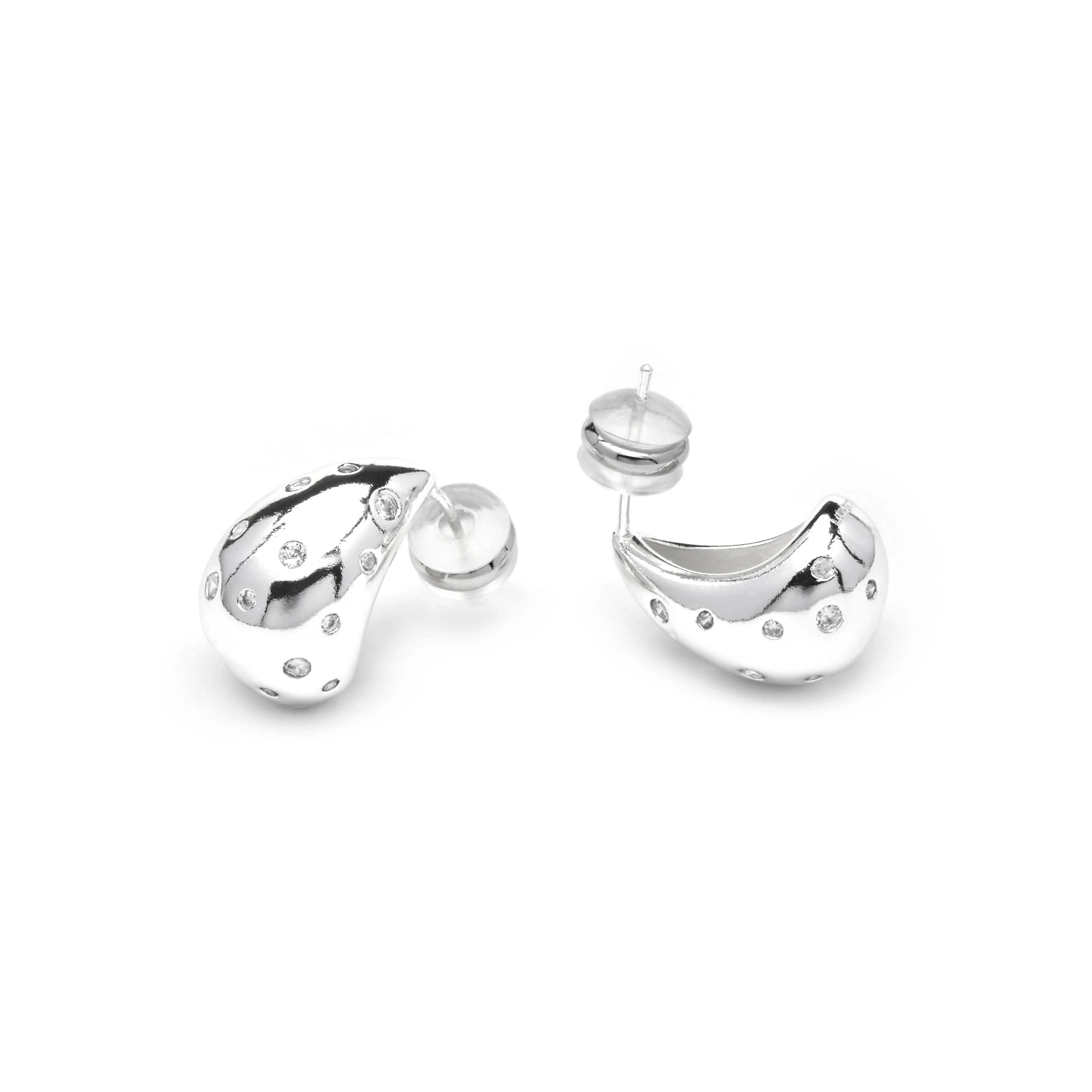 Pendientes acabado plata y Circonita Brillante - Obow - Image 4
