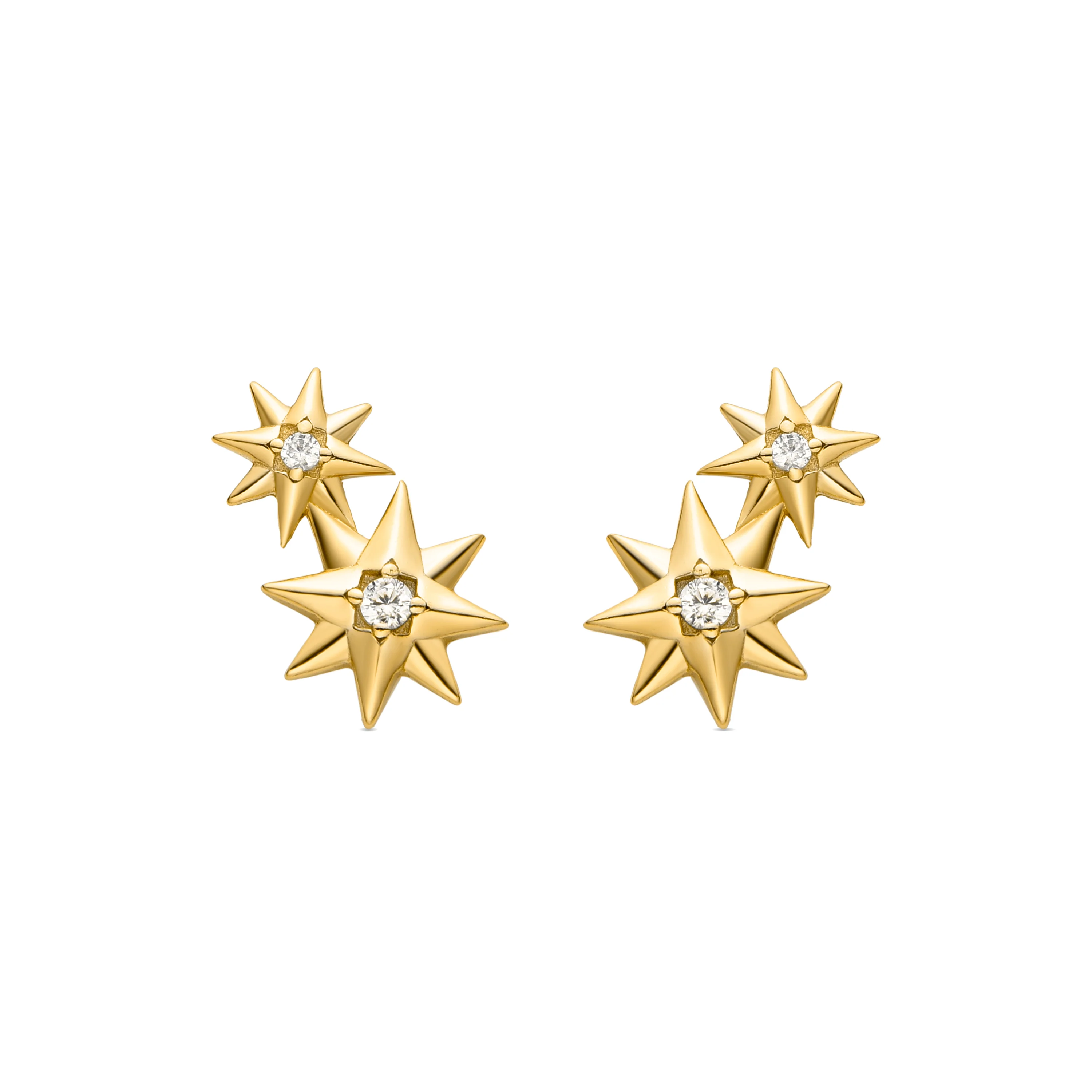 Pendientes de Plata de Ley 925 con Circonita Brillante acabados en oro amarillo 18K - Oiel