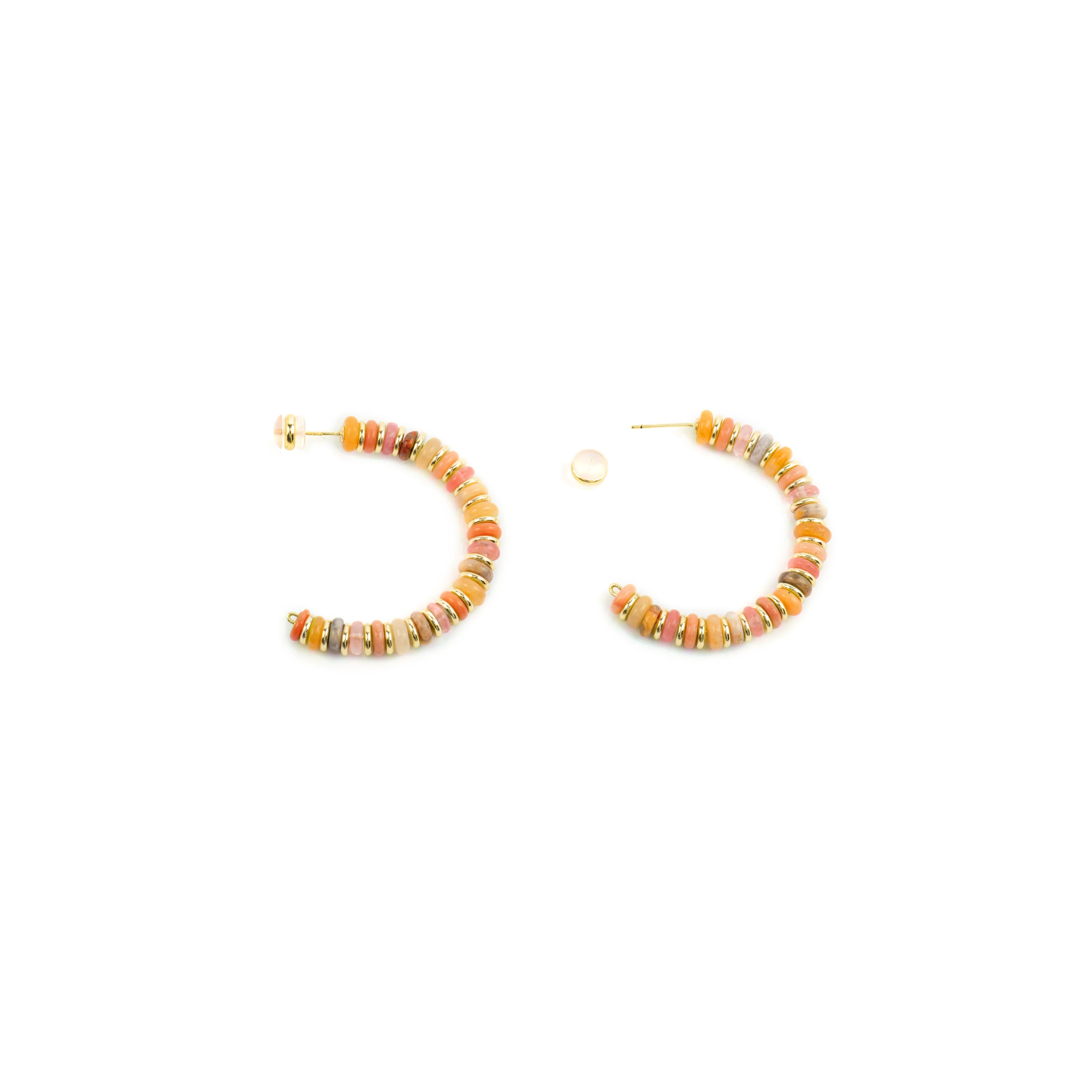 Pendientes acabado oro amarillo de 18k y Multicolor Piedra Natural - Onisu - Image 5