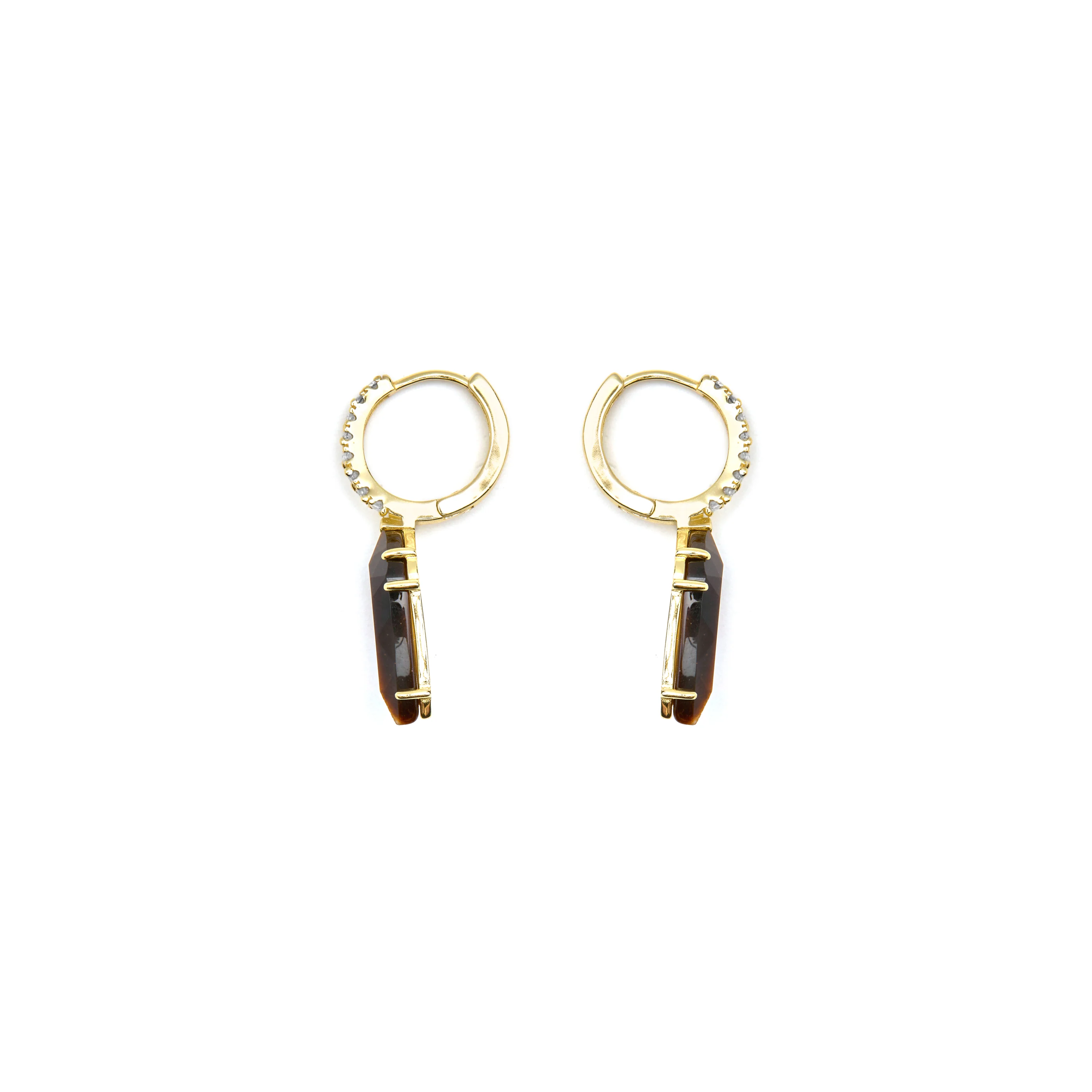 Pendientes de Plata de Ley 925 y Ojo de Tigre acabado oro 18k - Ordi - Image 3