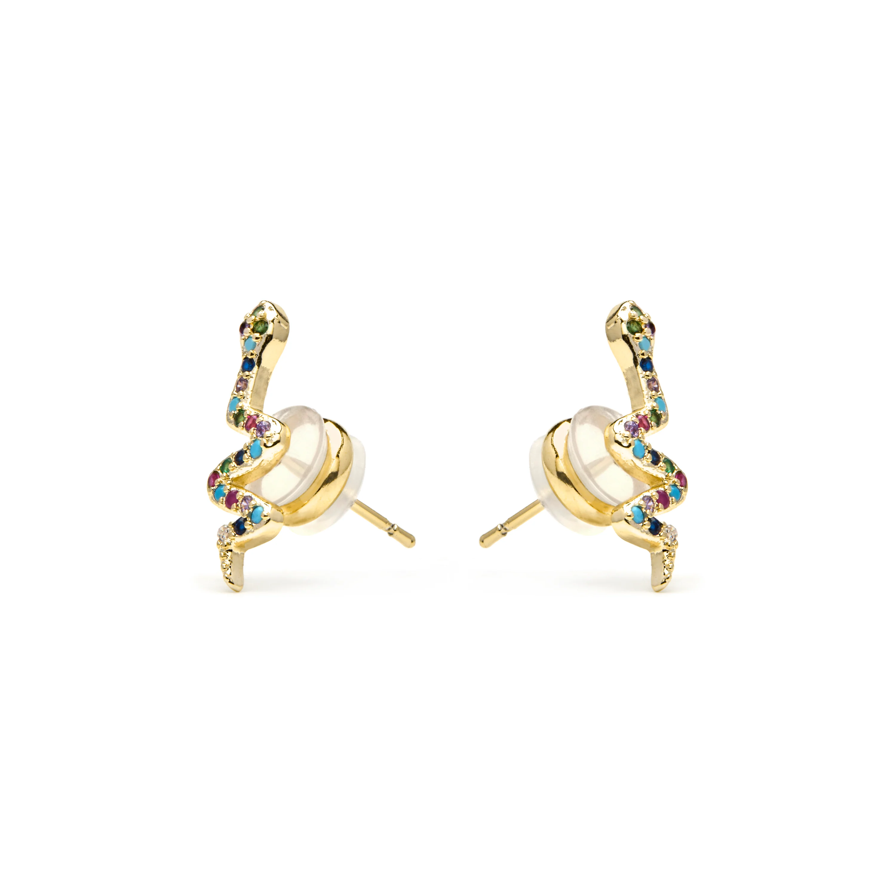 Pendientes acabado oro amarillo de 18k y Circonita Multicolor - Orksad - Image 3