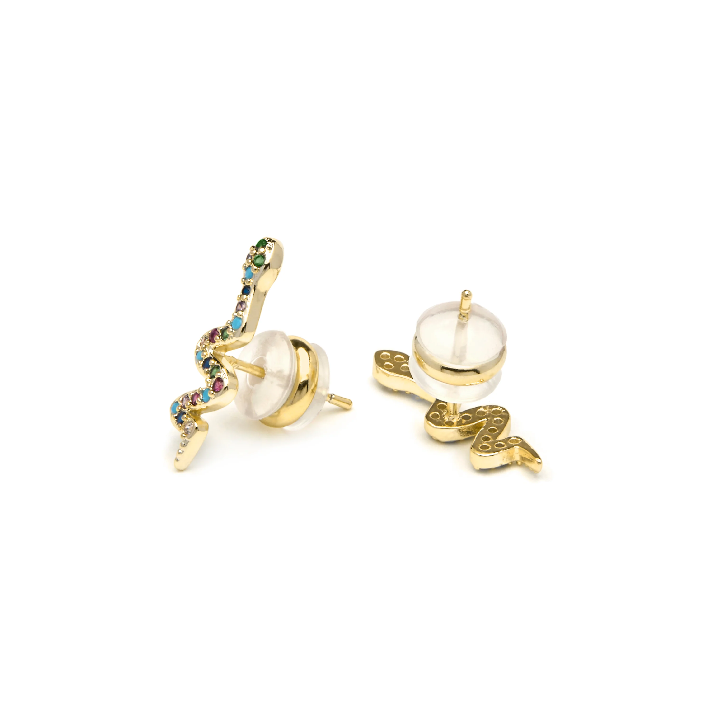 Pendientes acabado oro amarillo de 18k y Circonita Multicolor - Orksad - Image 4