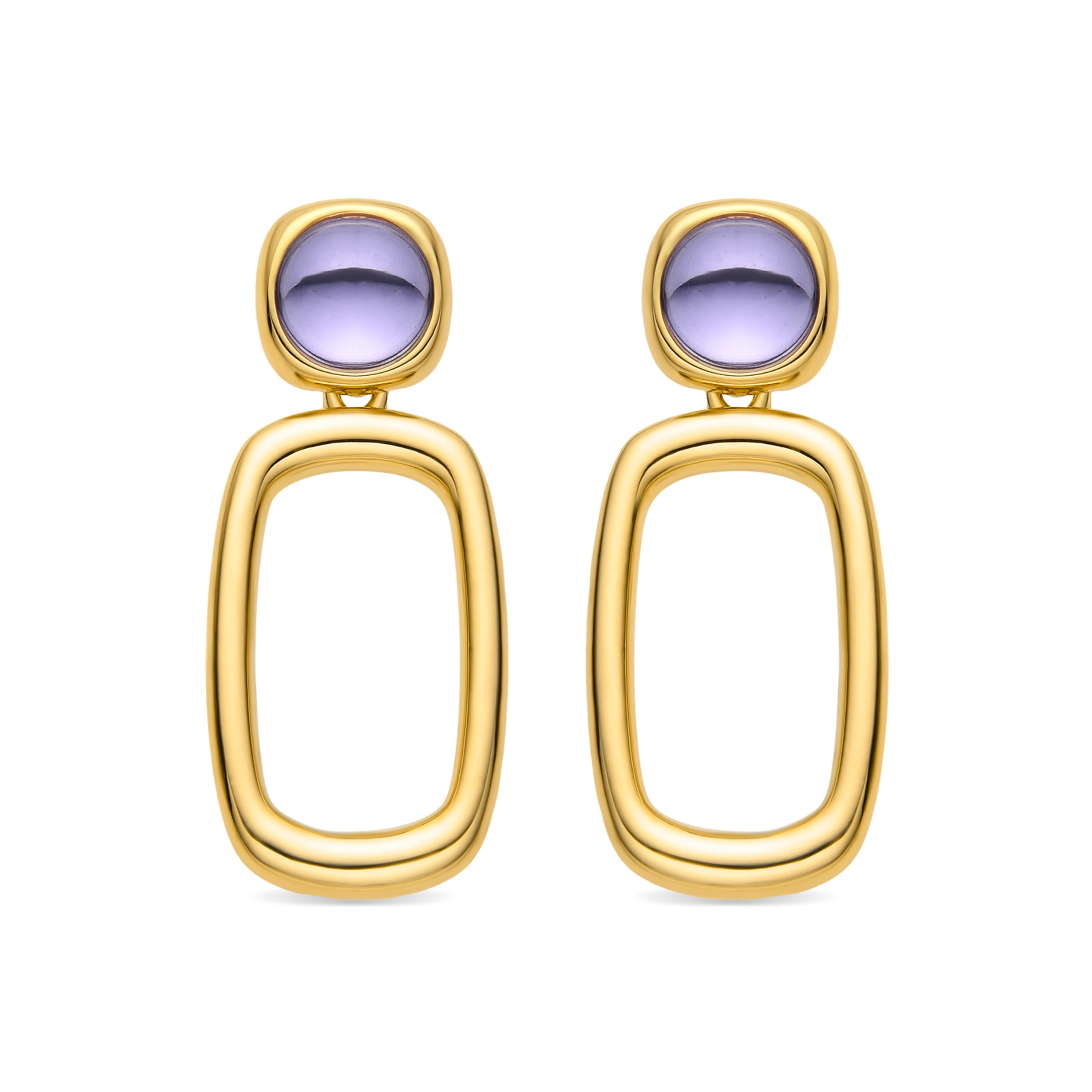 Pendientes con Cristal Morado acabado oro 18k - Orzur