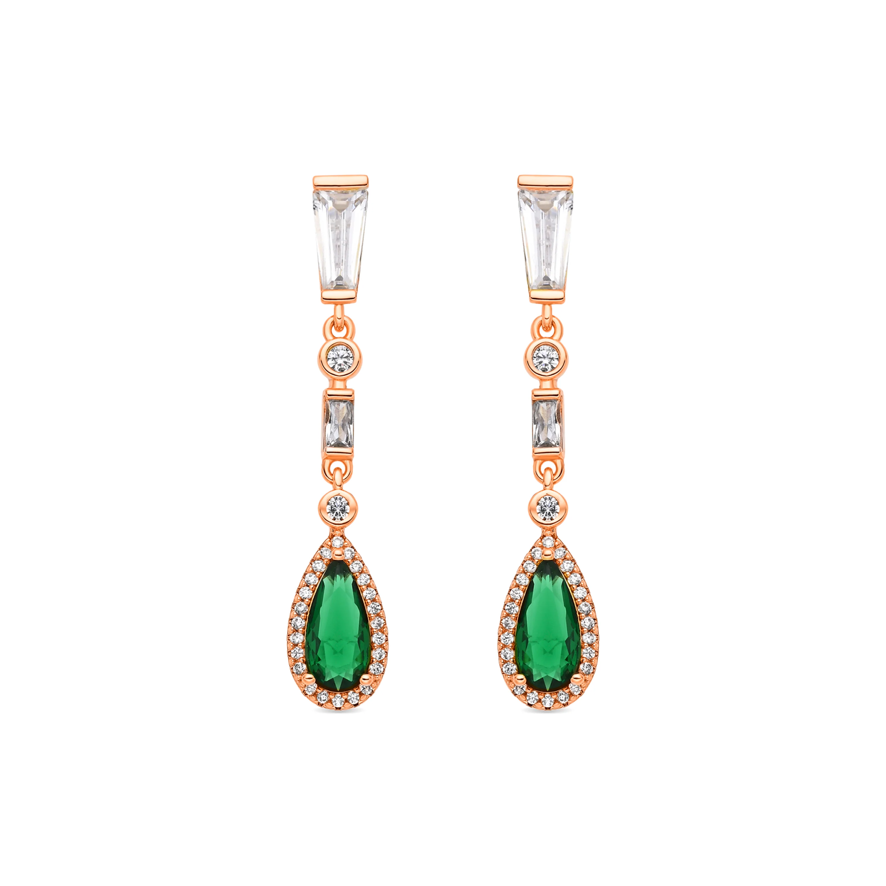Pendientes de Circonita Esmeralda acabado en oro amarillo de 18k - Orzus