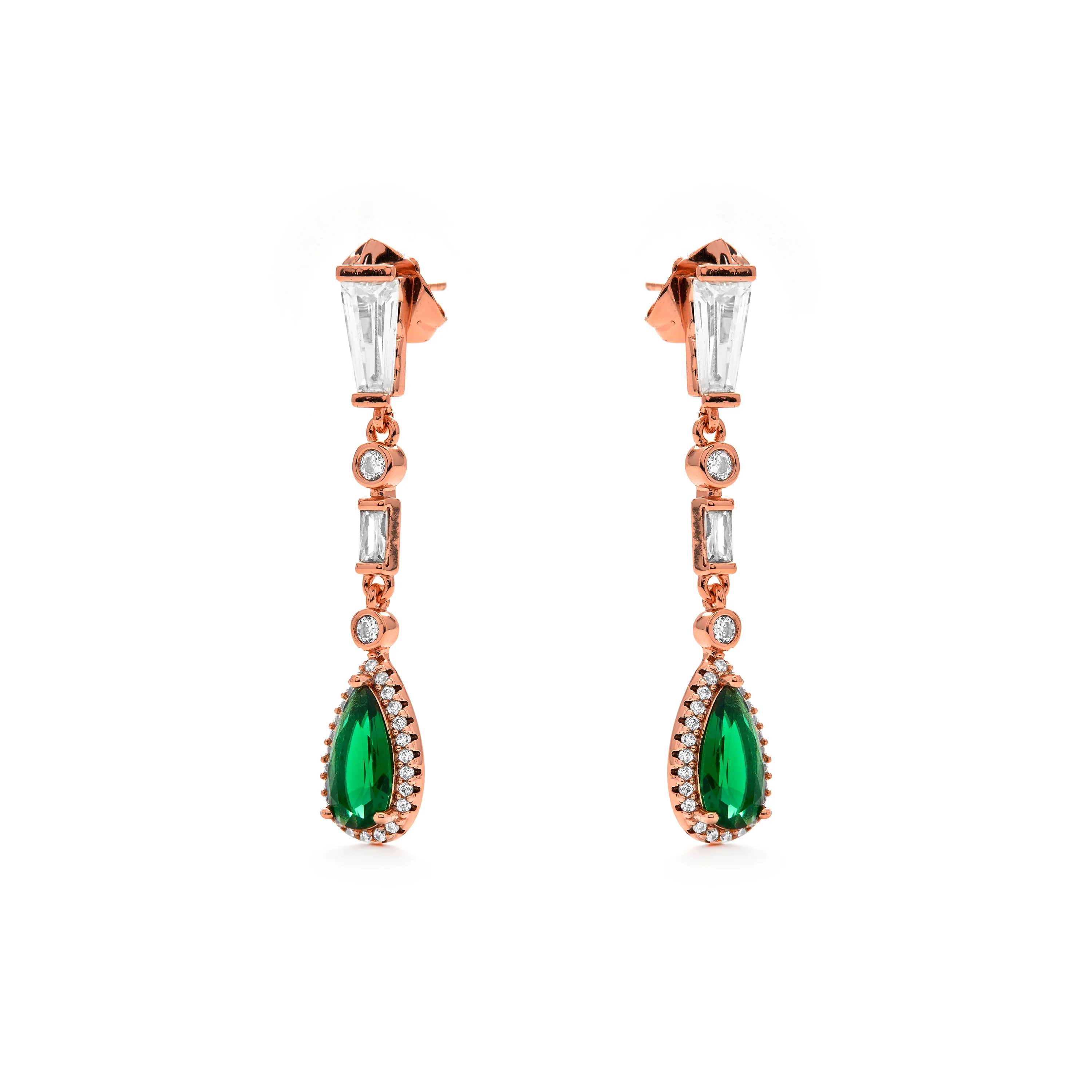 Pendientes de Circonita Esmeralda acabado en oro amarillo de 18k - Orzus - Image 3
