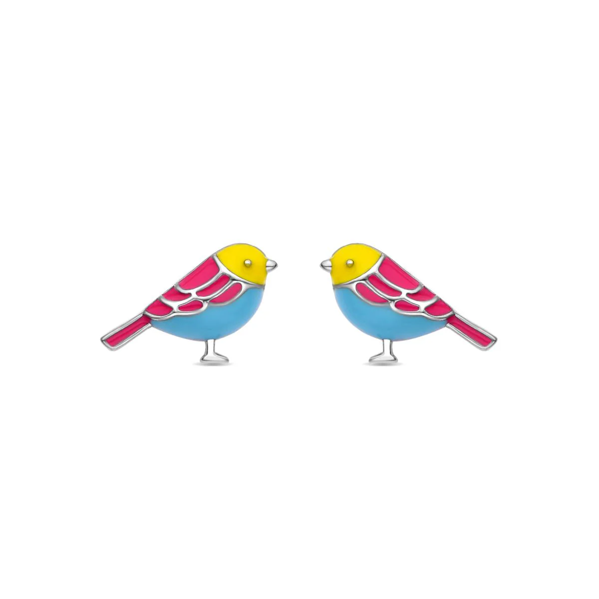 Pendientes Pajarito Plata De Ley 925 - Pajarito MULTICOLOR