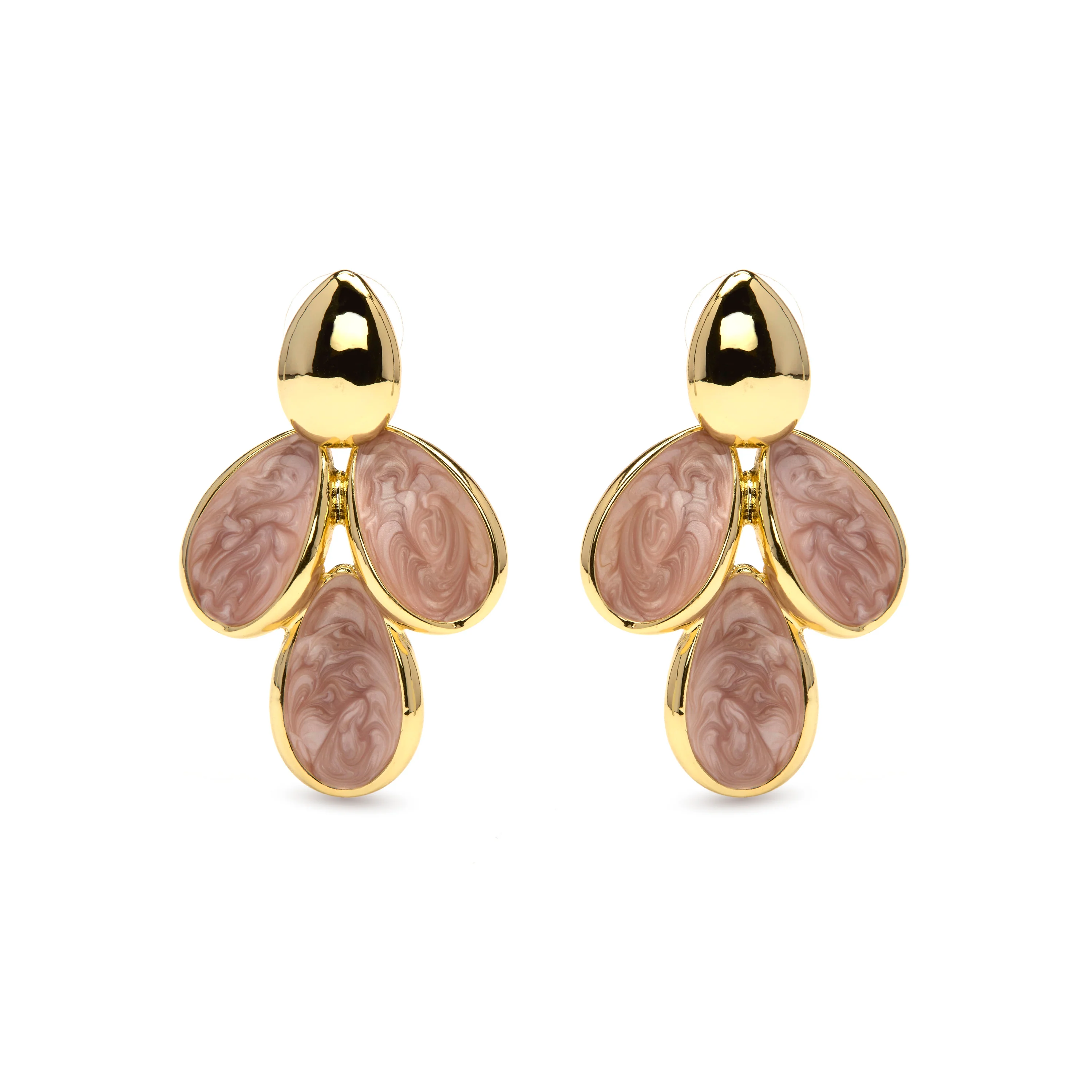 Pendientes de Lacado Rosa acabado en oro amarillo 18k - Pasba