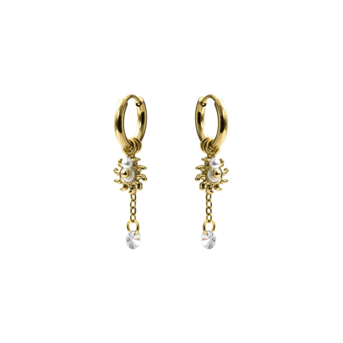 Pendientes de Perla Blanca acabado en oro amarillo de 18k - Irath - Image 5
