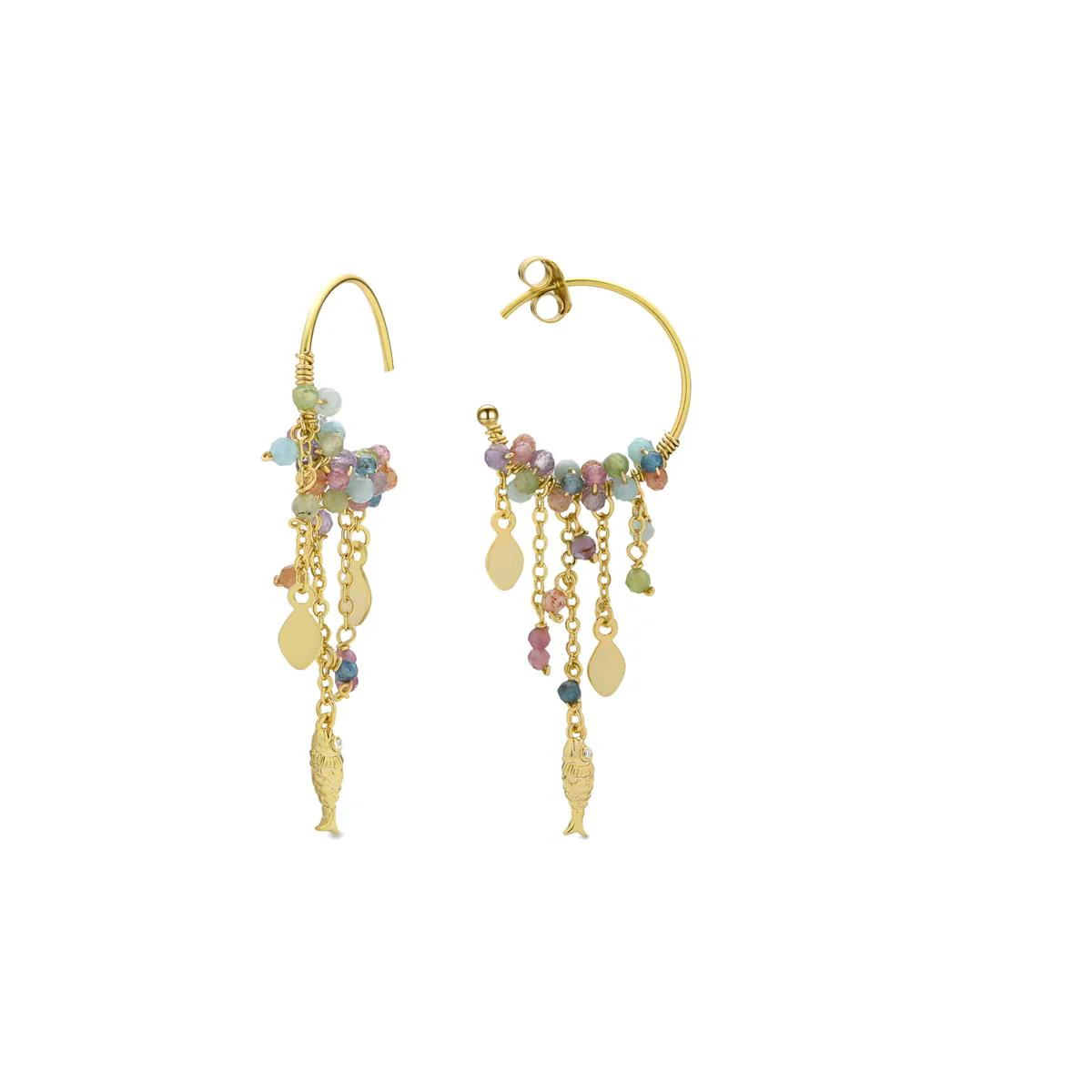 Pendientes Pez Plata de Ley 925 - Pez MULTICOLOR