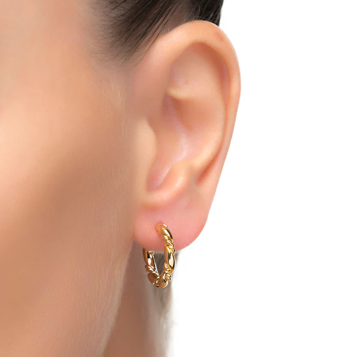 Pendientes de 12mm de diámetro acabado Oro Amarillo de 18K - Phiaken - Image 2