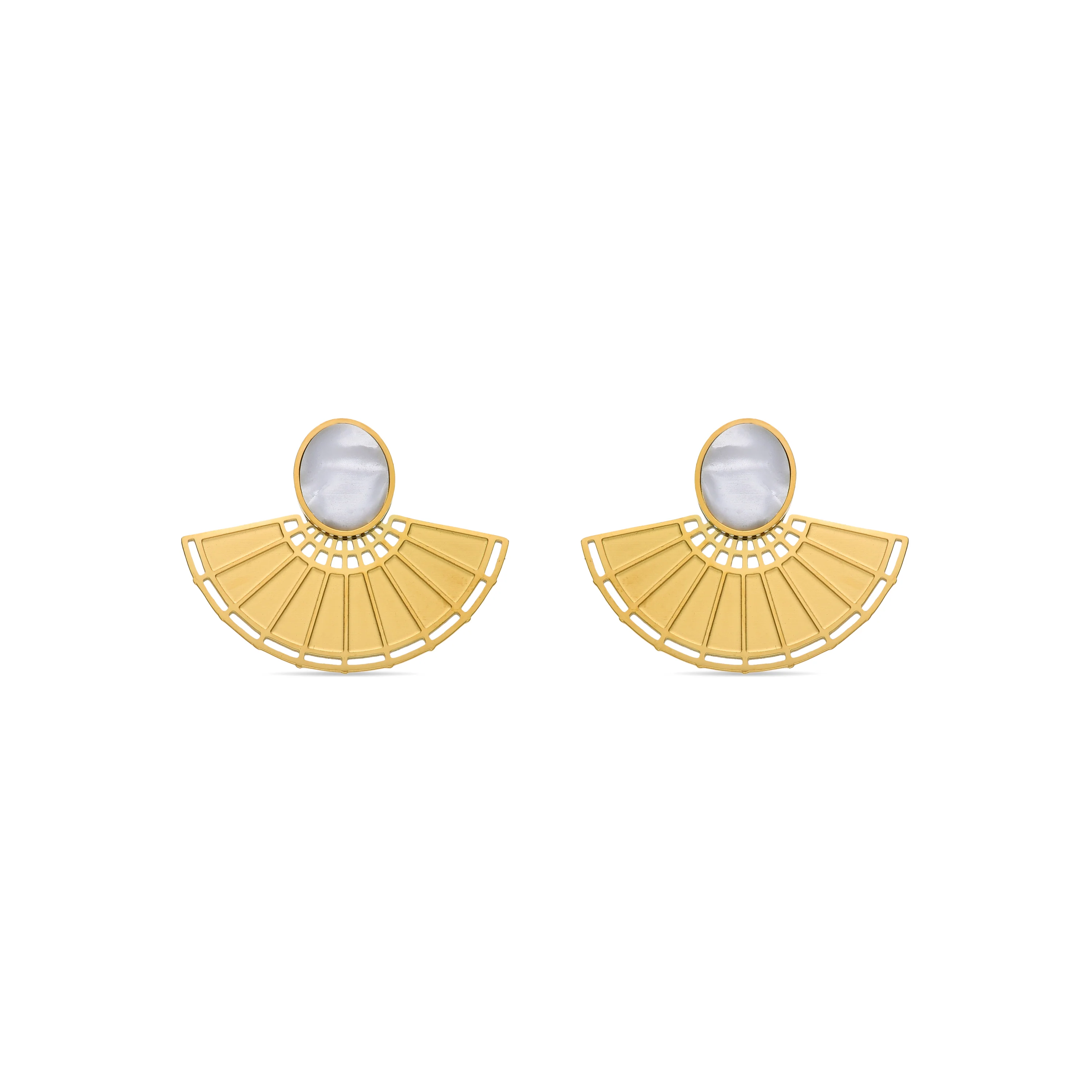 Pendientes de Madreperla Blanca acabados en oro amarillo 18K- Phieo