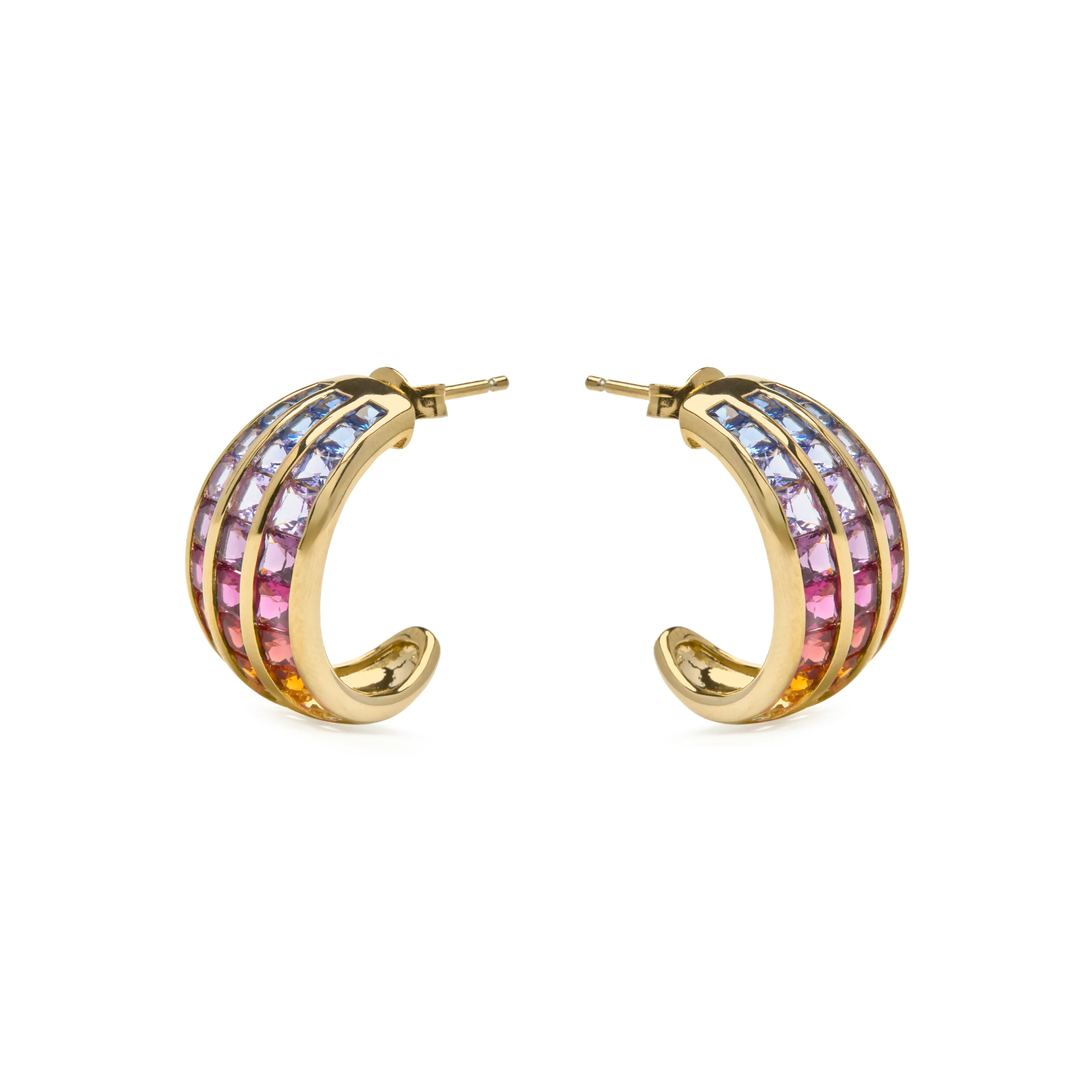 Pendientes de Plata de Ley 925 y Circonita Multicolor acabado en oro amarillo 18k - Pilmad - Image 3
