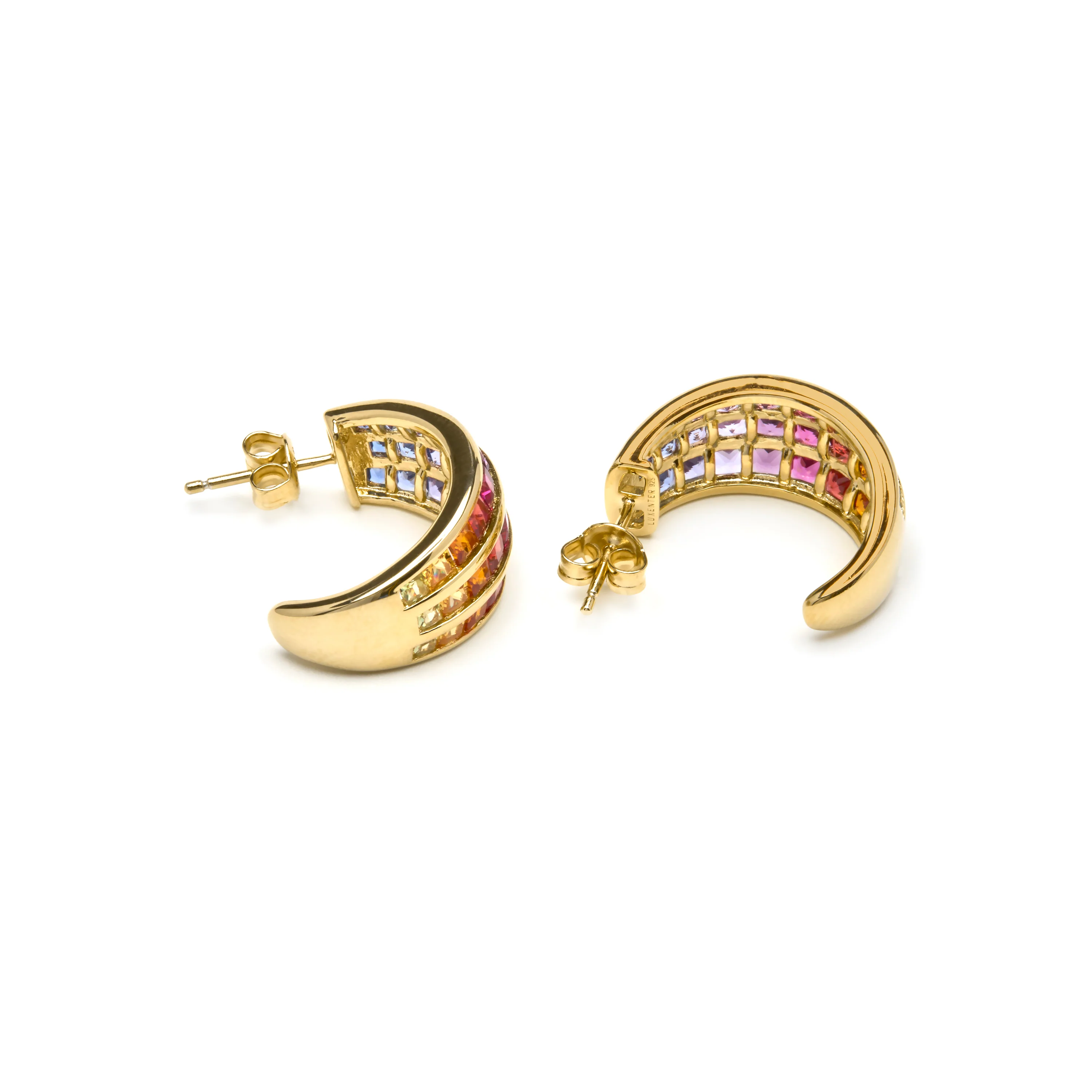 Pendientes de Plata de Ley 925 y Circonita Multicolor acabado en oro amarillo 18k - Pilmad - Image 4