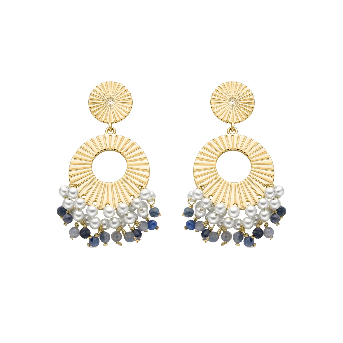 Pendientes Prisya acabados en oro amarillo de 18k - Prisya AZUL