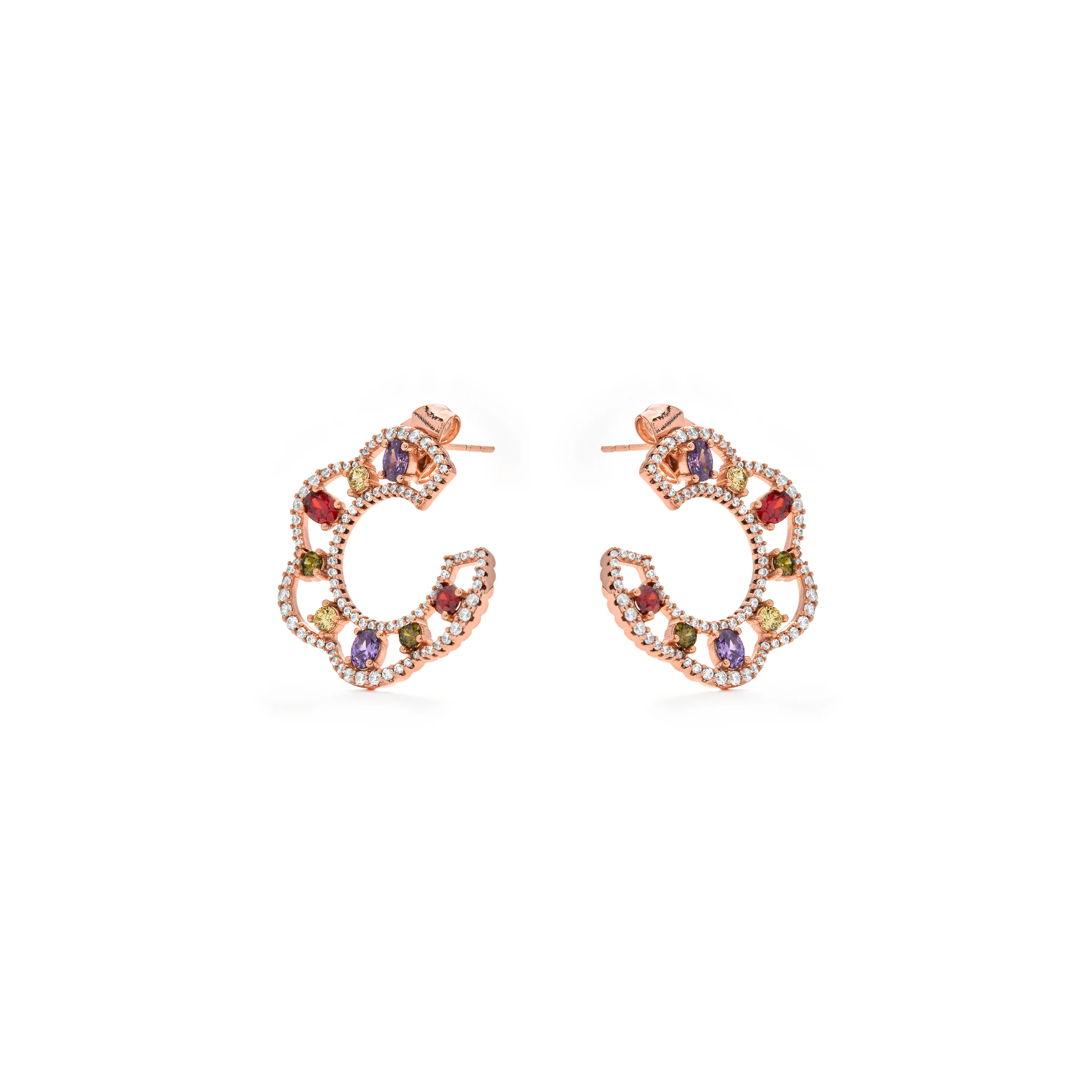 Pendientes de Circonita Multicolor acabado en oro amarillo de 18k - Prorax - Image 3