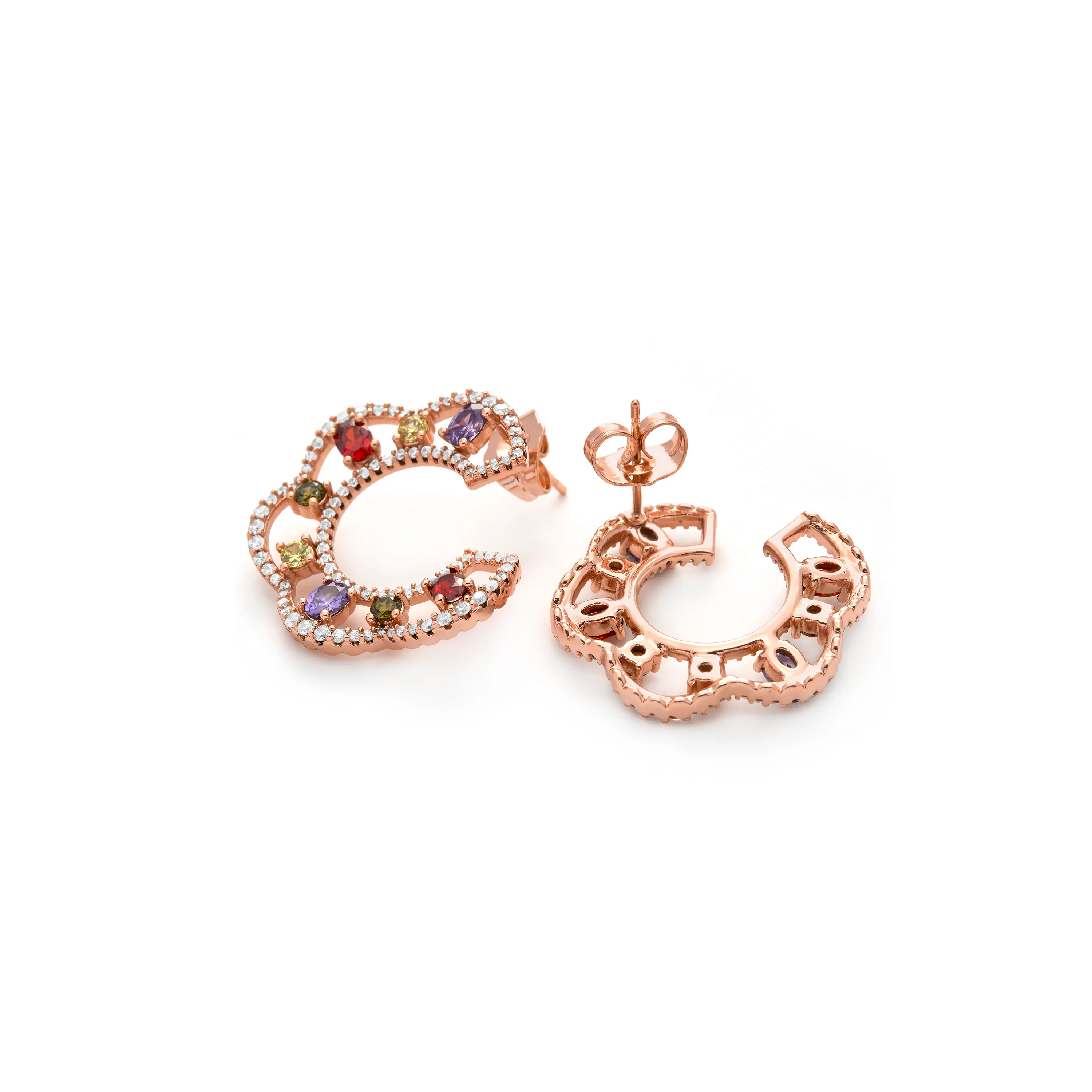 Pendientes de Circonita Multicolor acabado en oro amarillo de 18k - Prorax - Image 5