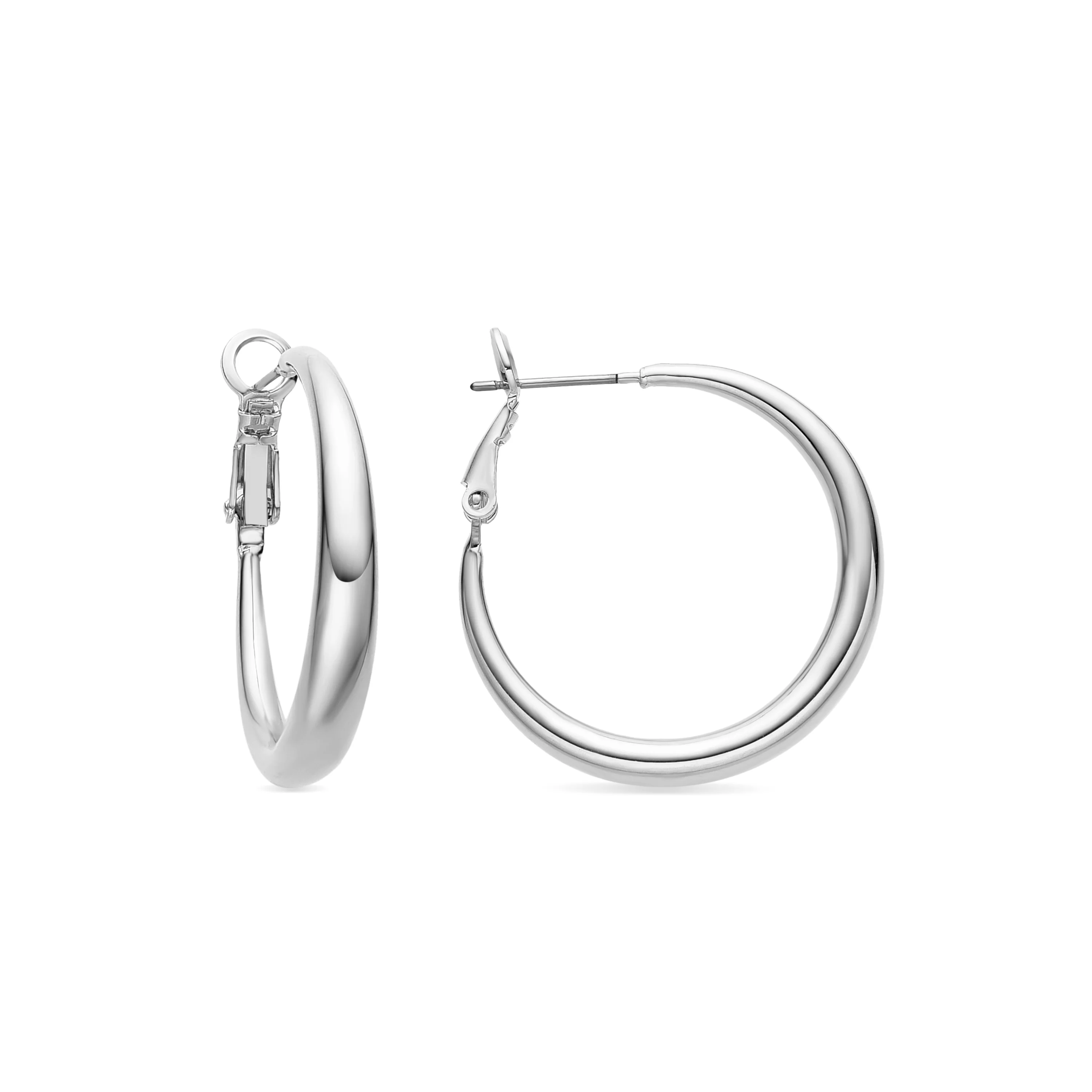 Pendientes de 28mm de diámetro acabados en rodio - Qupa