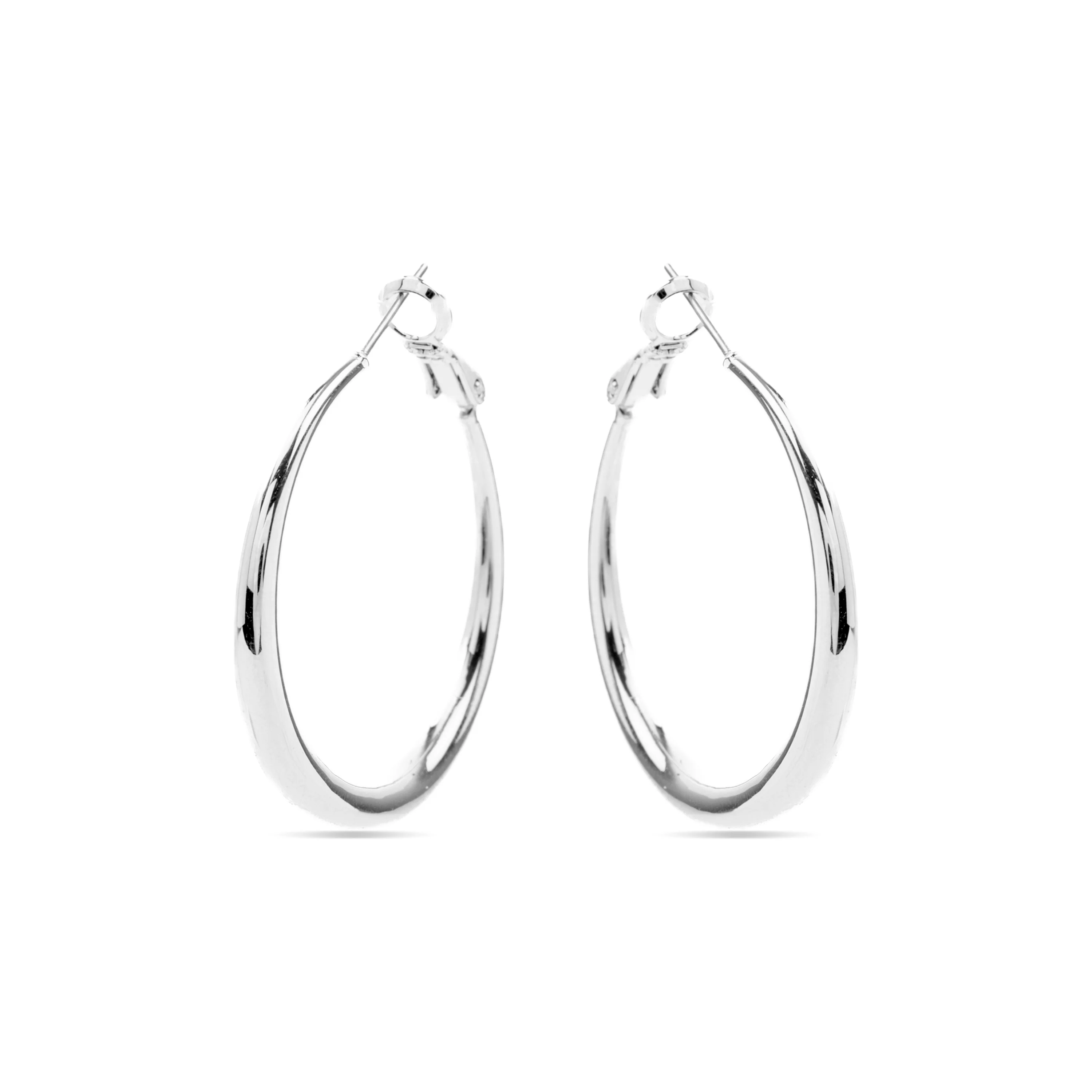Pendientes de 34mm de diámetro acabados en rodio - Qupa - Image 3