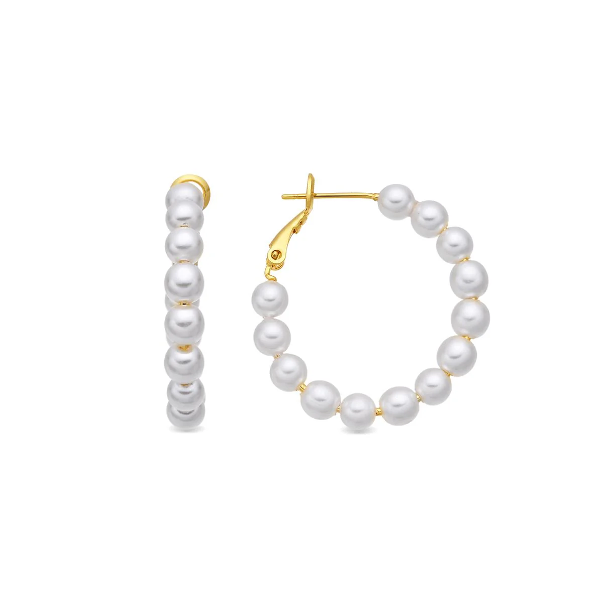 Pendientes de Perla Blanca acabado en oro amarillo de 18k - Rabak