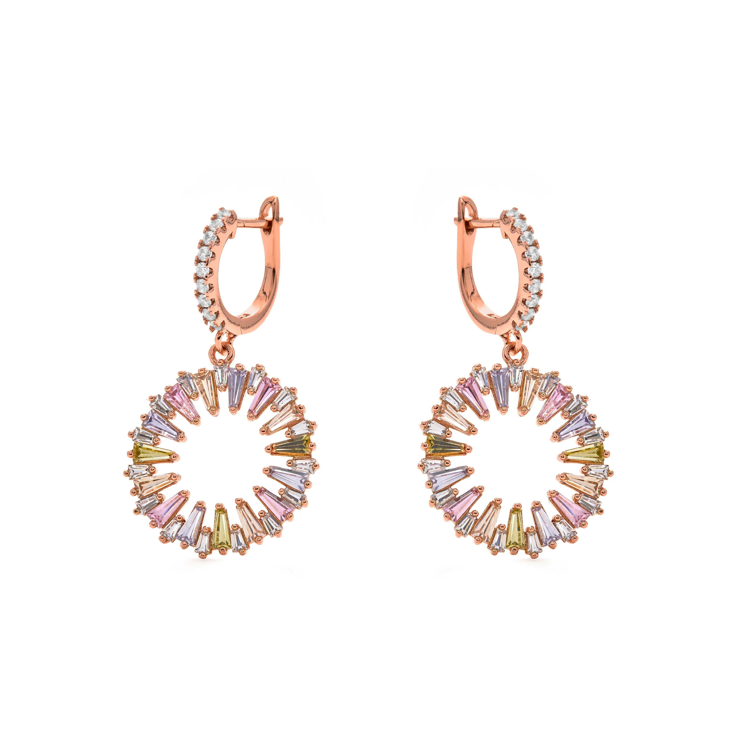 Pendientes de Circonita Multicolor acabado en oro amarillo de 18k - Raidow - Image 3