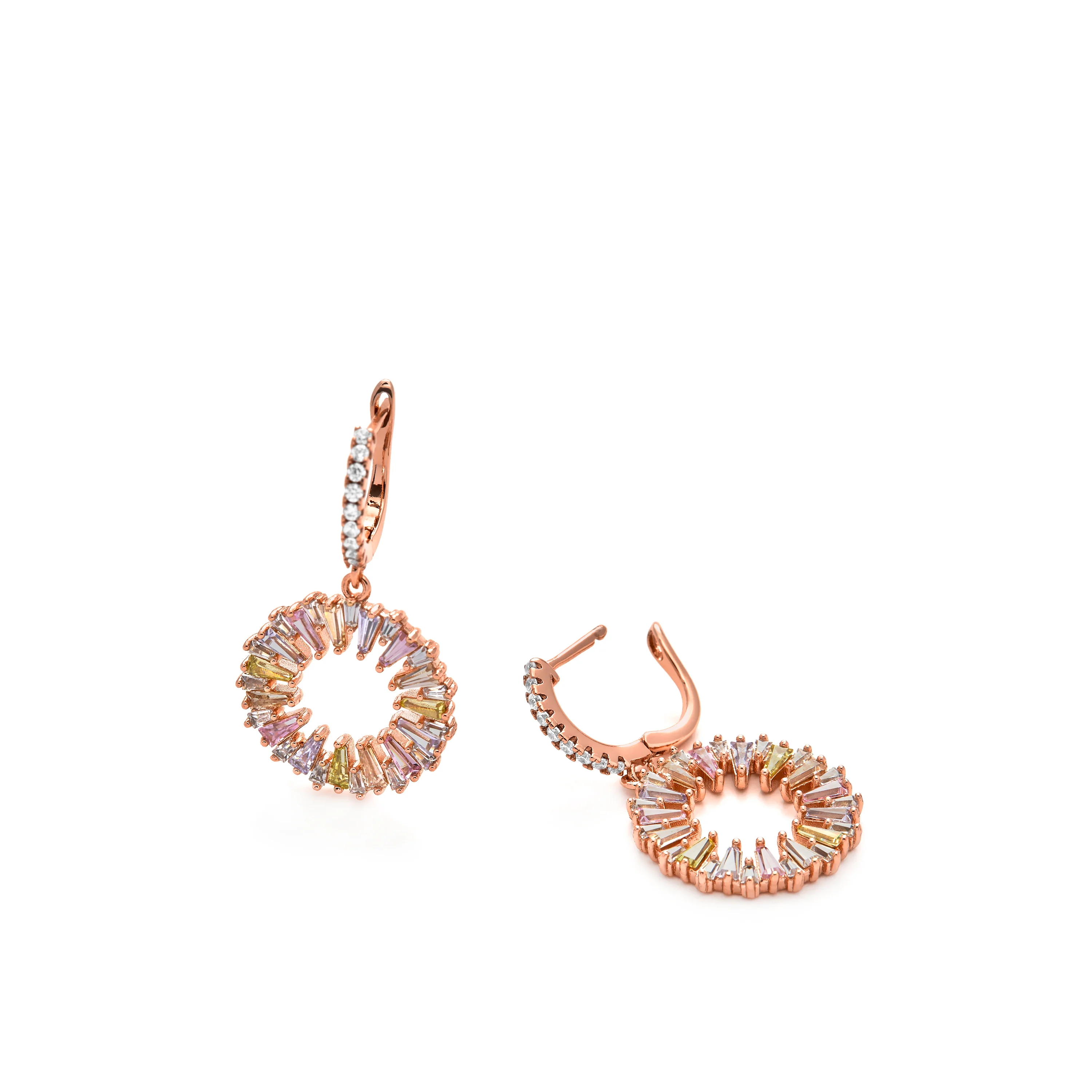 Pendientes de Circonita Multicolor acabado en oro amarillo de 18k - Raidow - Image 5