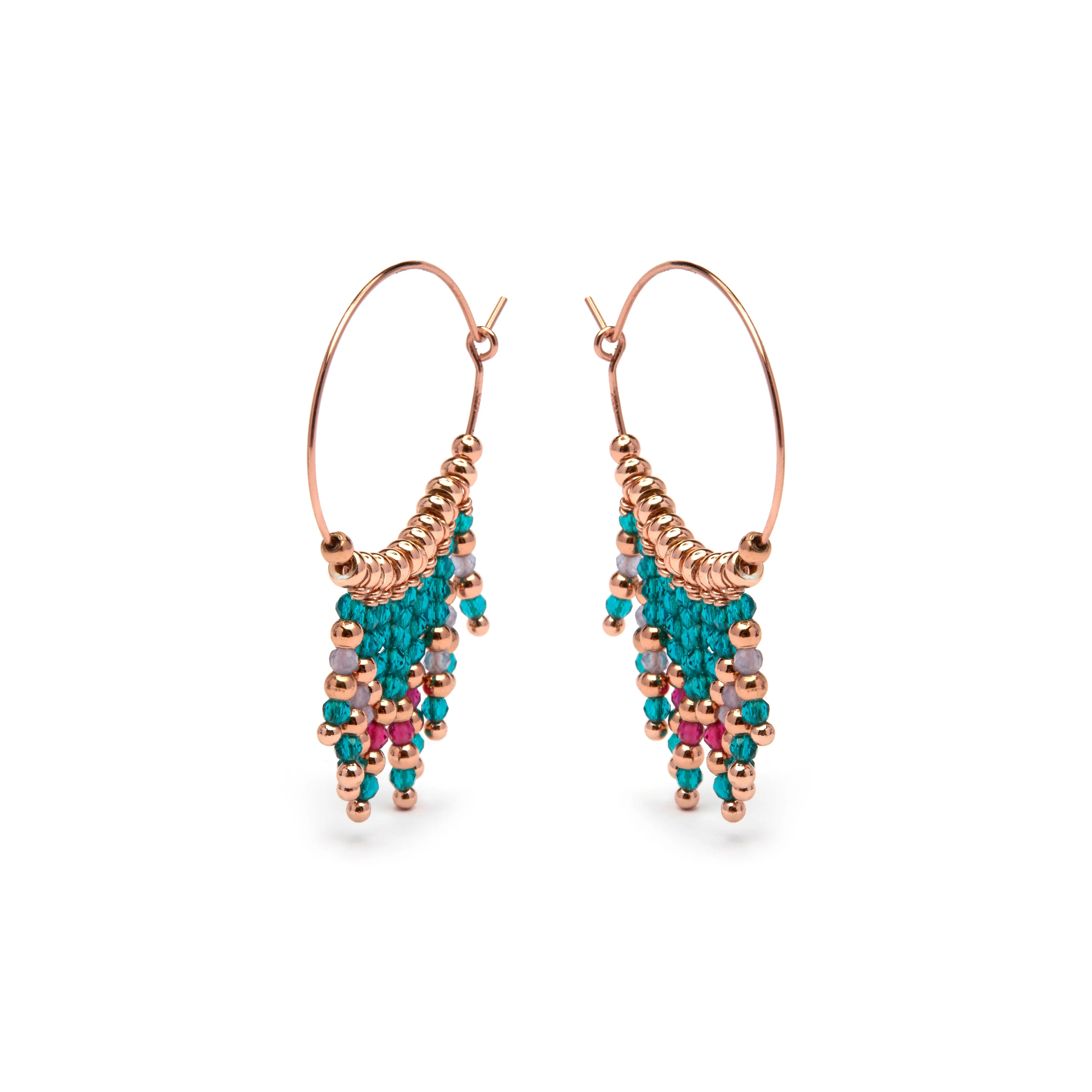 Pendientes de Plata de Ley 925 con Cristal Azul acabados en oro rosa 18K - Raiva - Image 3