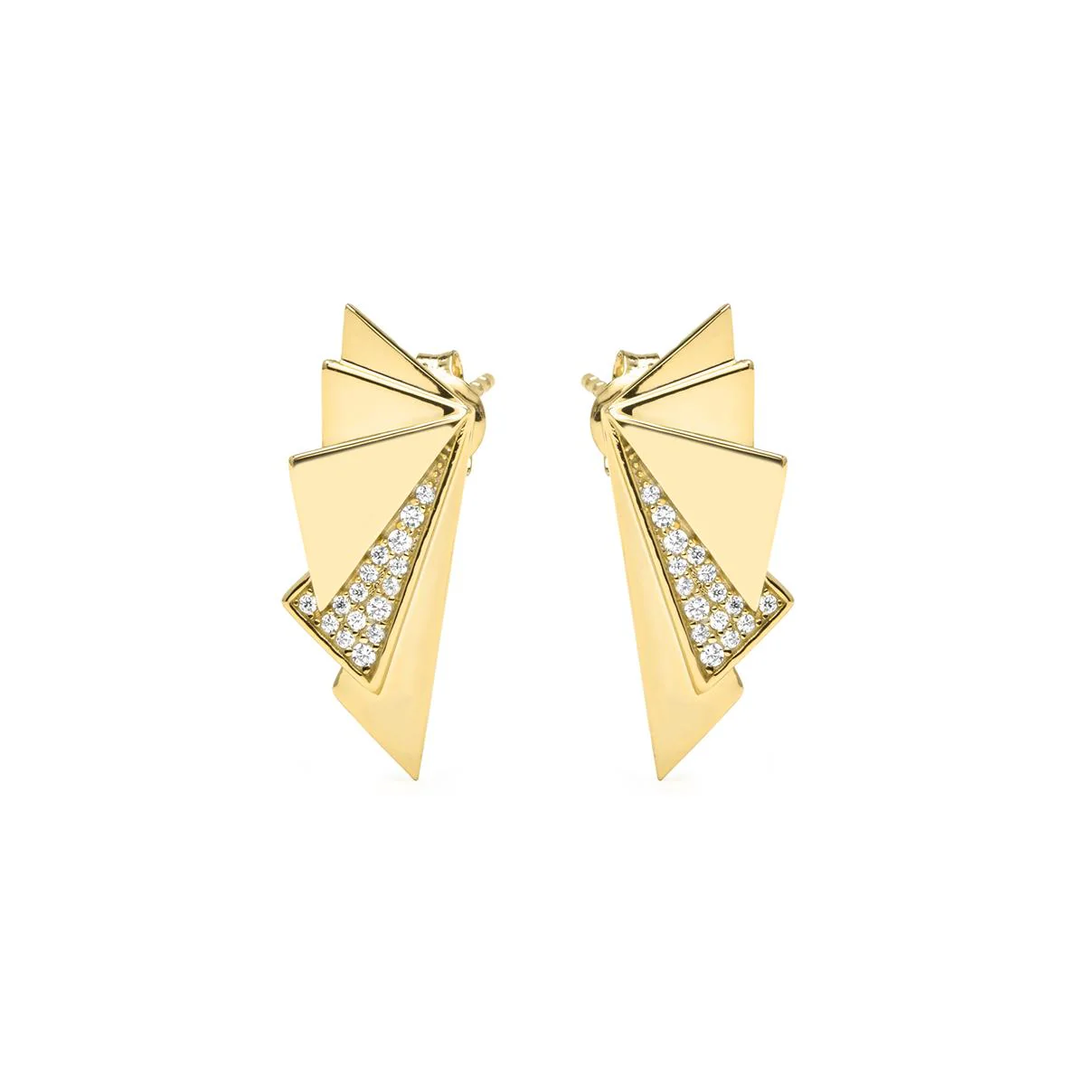 Pendientes de Plata de Ley 925 y Circonita Brillante acabado en oro amarillo 18k - Rakry