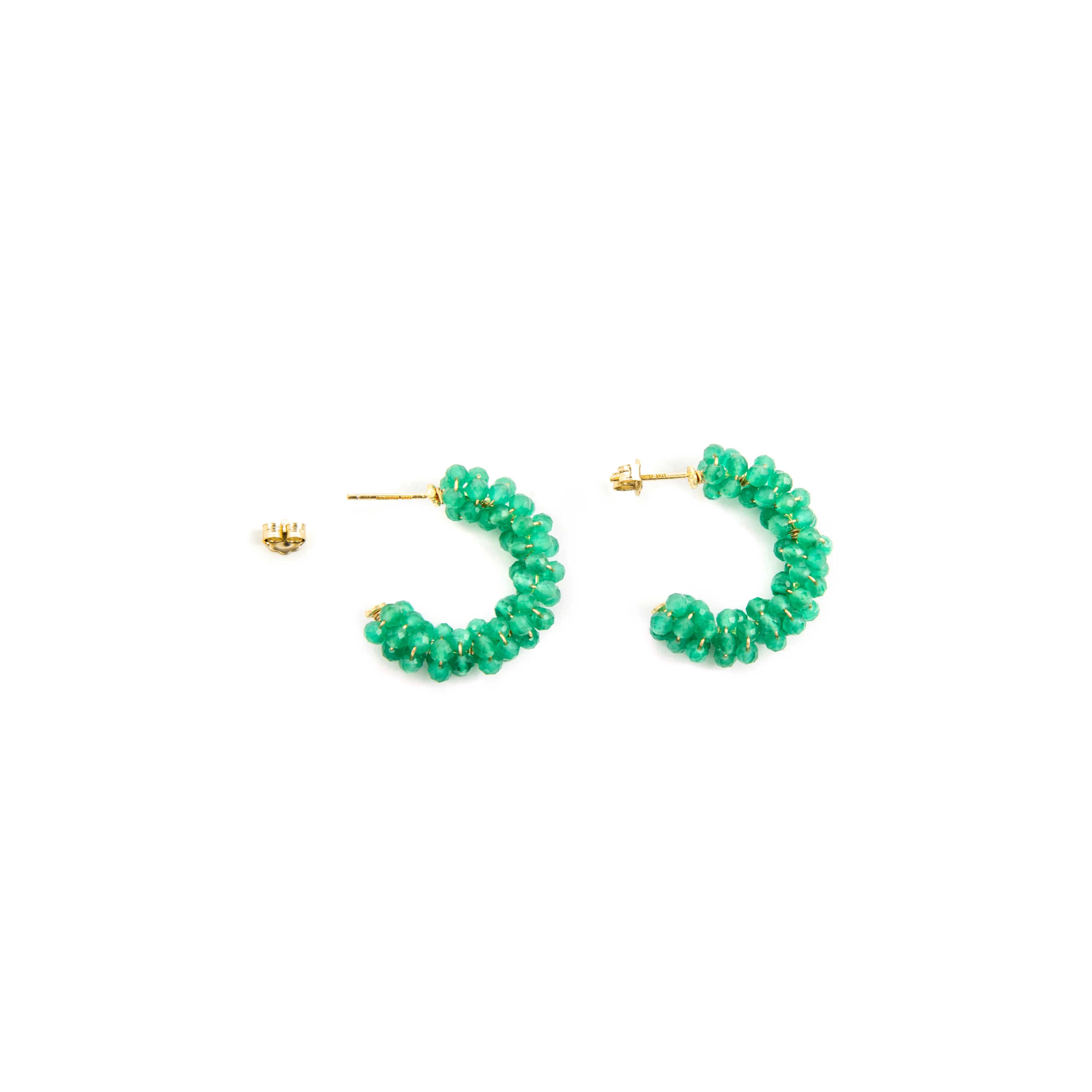 Pendientes de Plata de Ley 925 y Cuarzo Hidrotermal Verde Paraiba acabado oro amarillo de 18k - Rariki - Image 5