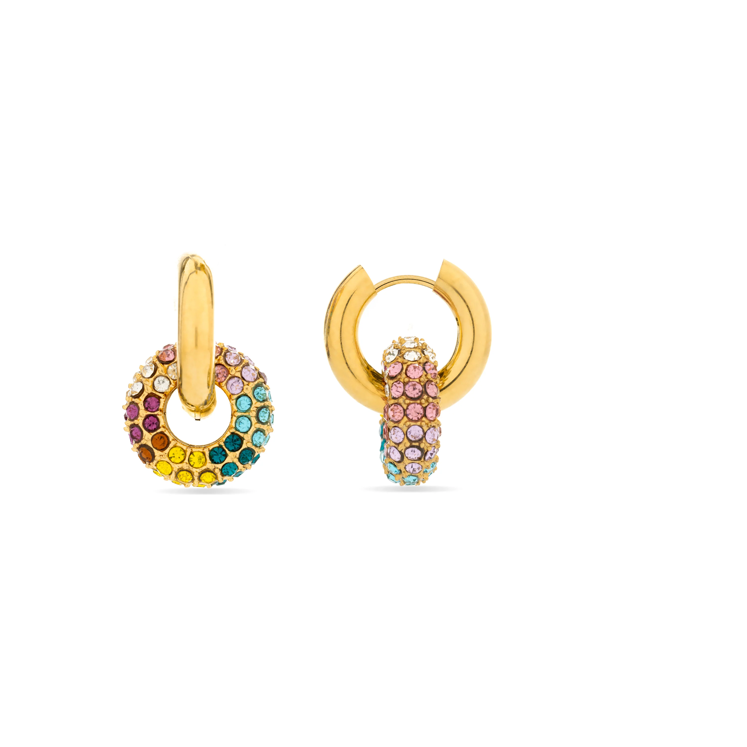 Pendientes de Cristal Multicolor acabados en oro amarillo 18K - Rawe