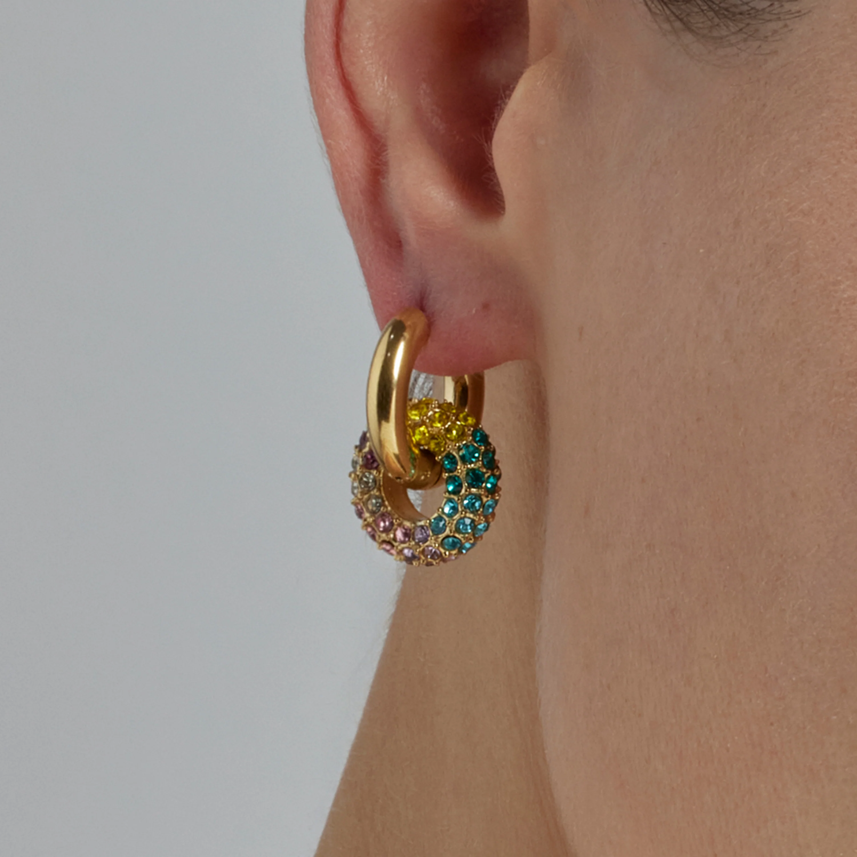 Pendientes de Cristal Multicolor acabados en oro amarillo 18K - Rawe - Image 4