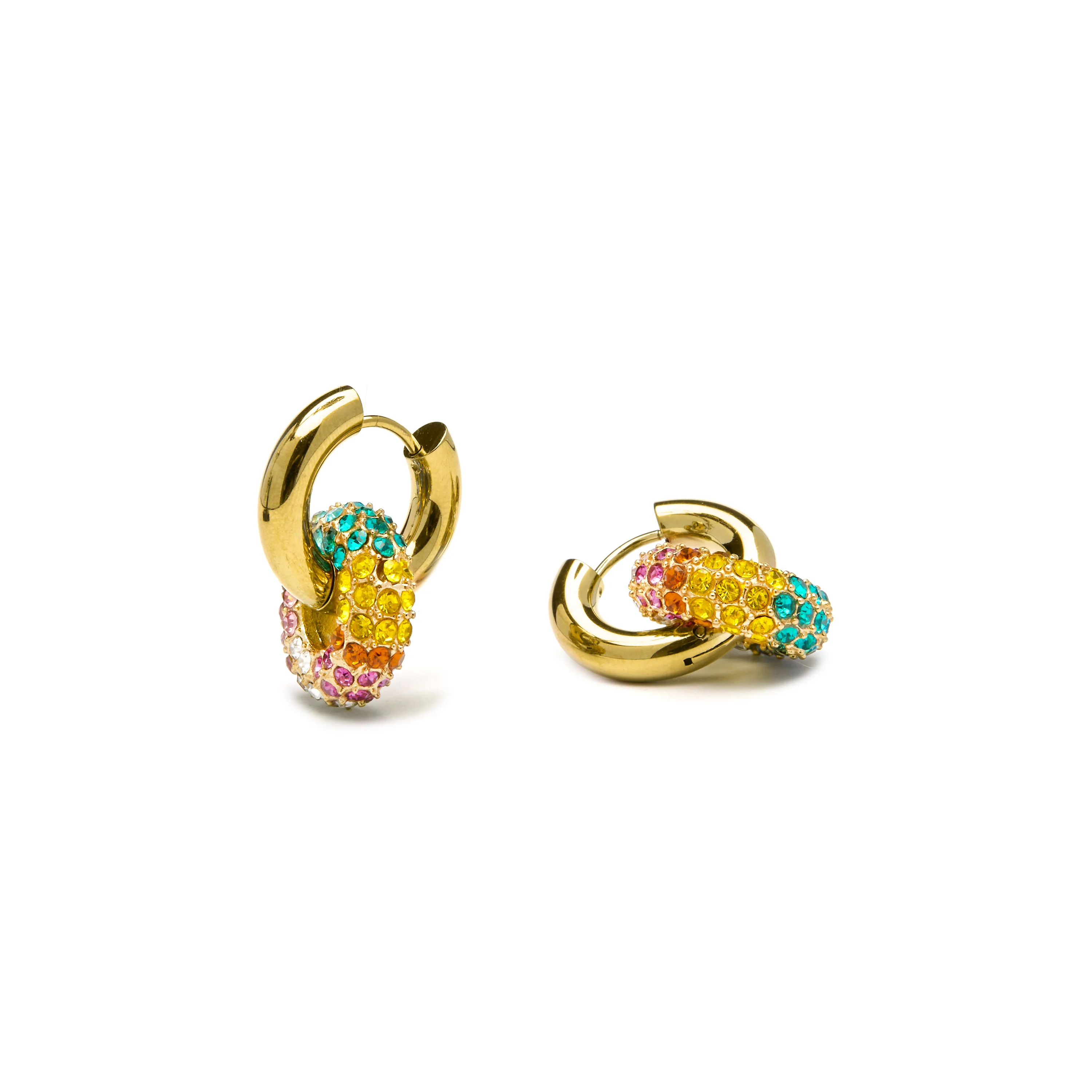 Pendientes de Cristal Multicolor acabados en oro amarillo 18K - Rawe - Image 5