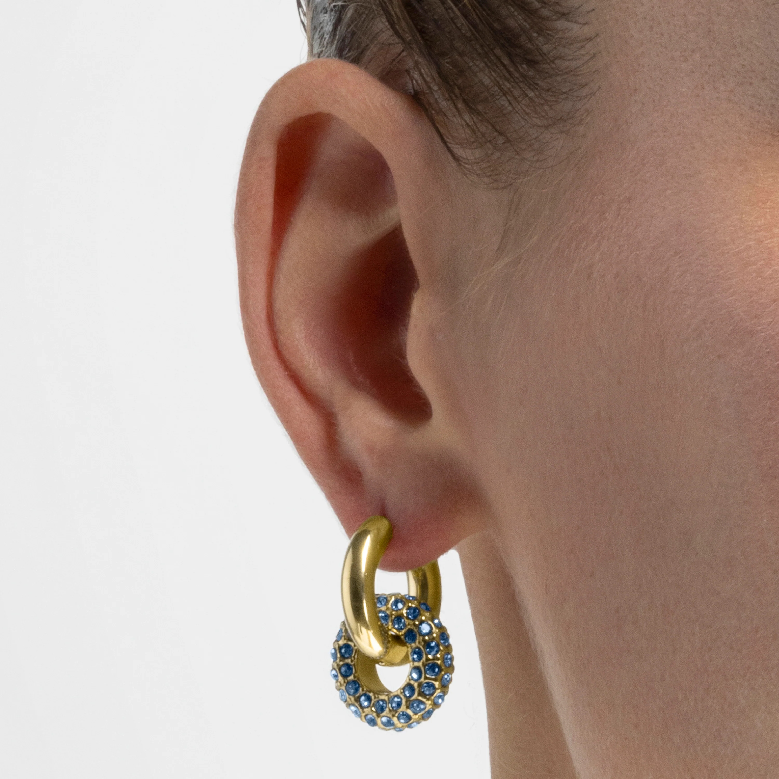 Pendientes con Cristal Azul Oscuro acabado oro 18k - Rawe - Image 3