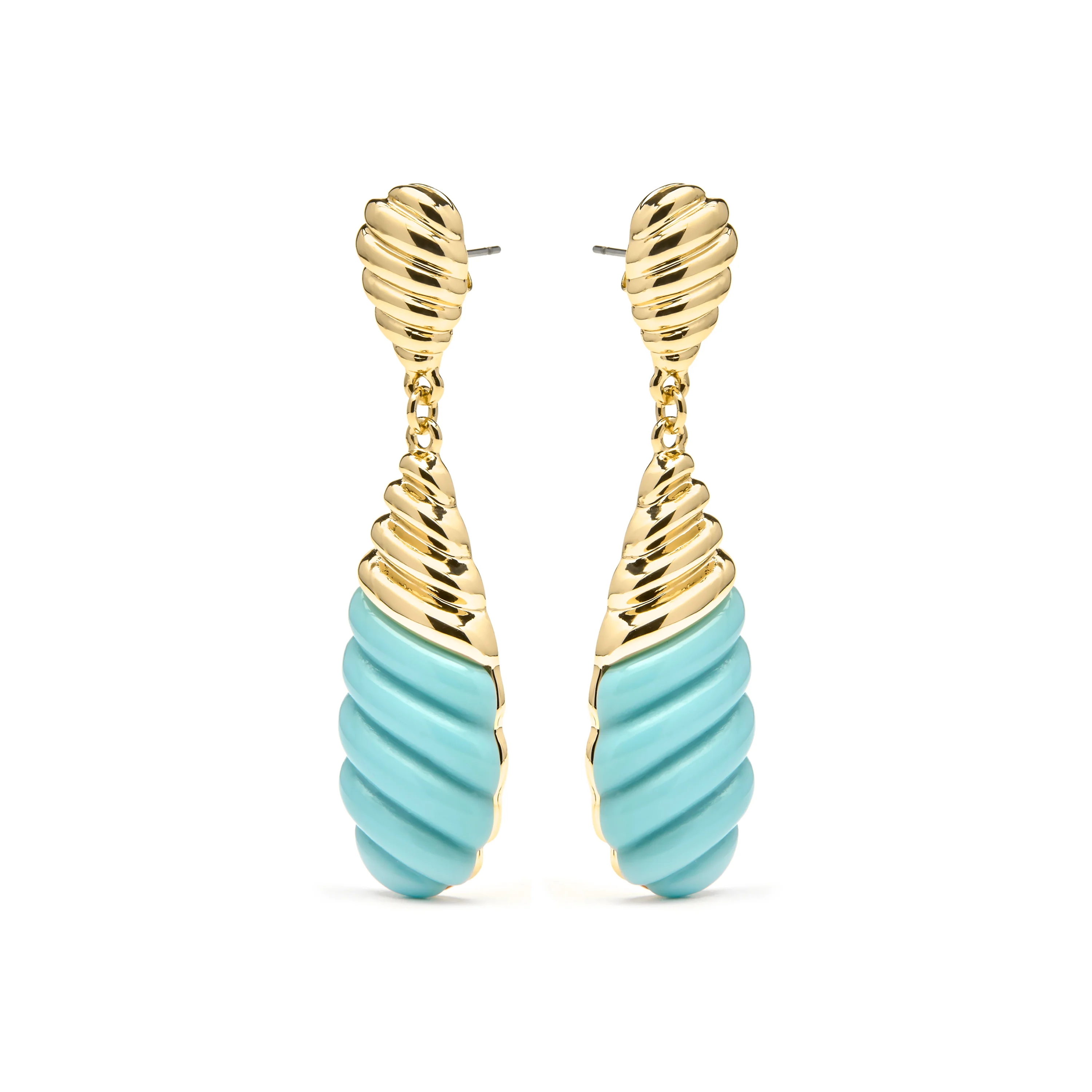 Pendientes acabado oro amarillo de 18k y Resina Azul - Rawil - Image 3