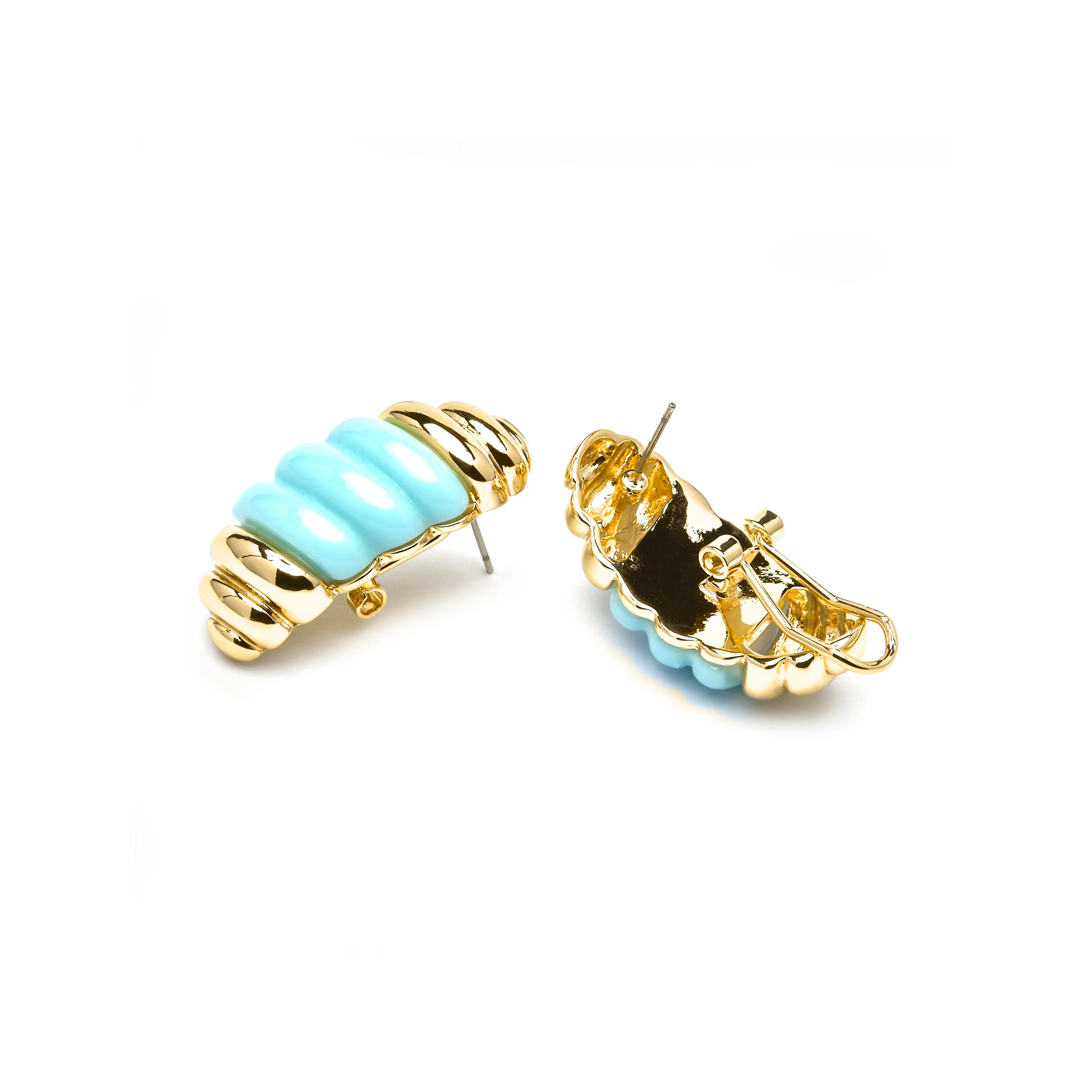 Pendientes Rawil de Resina Azul acabado oro amarillo de 18k - Image 5