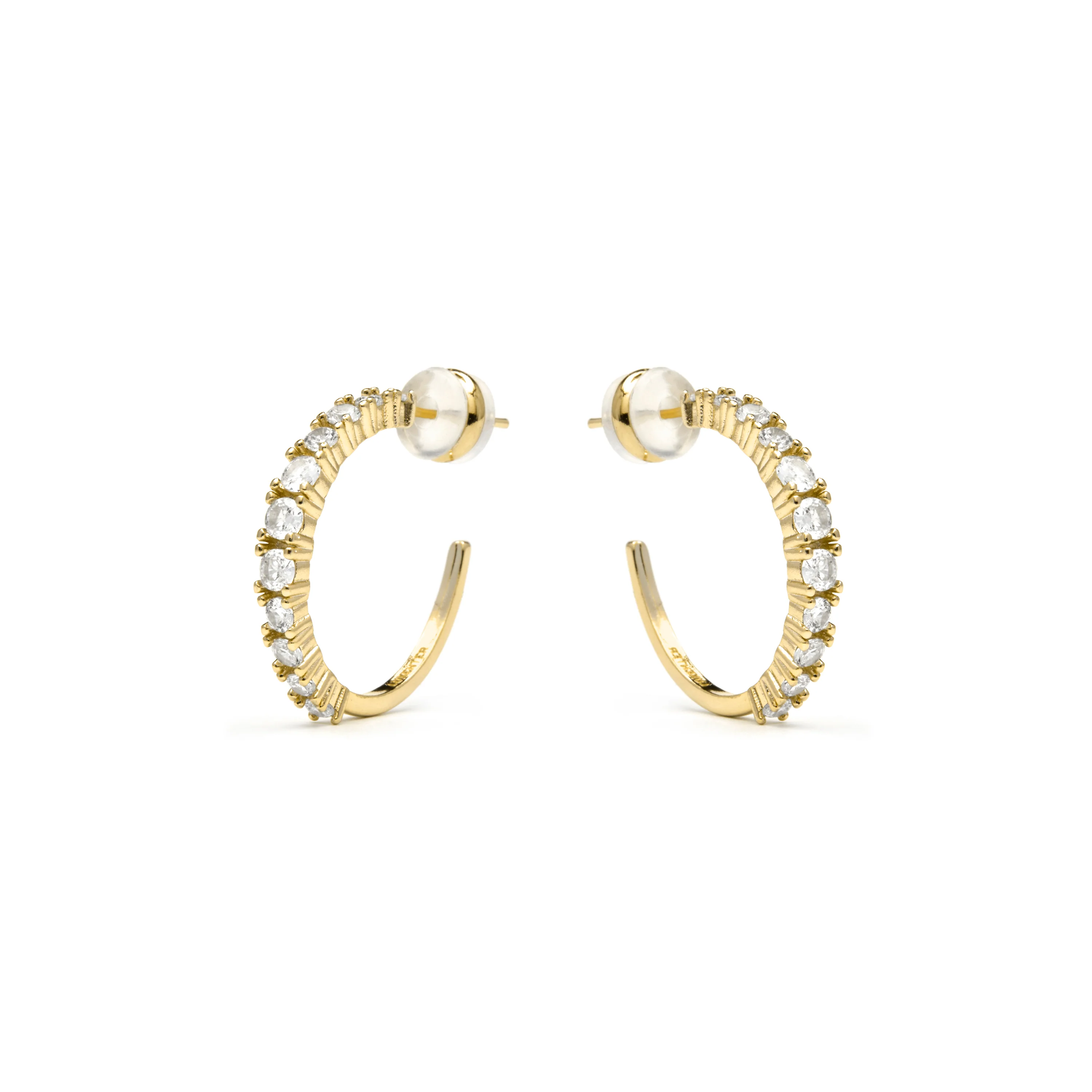 Pendientes acabado oro amarillo de 18k y Circonita Brillante - Remil - Image 3