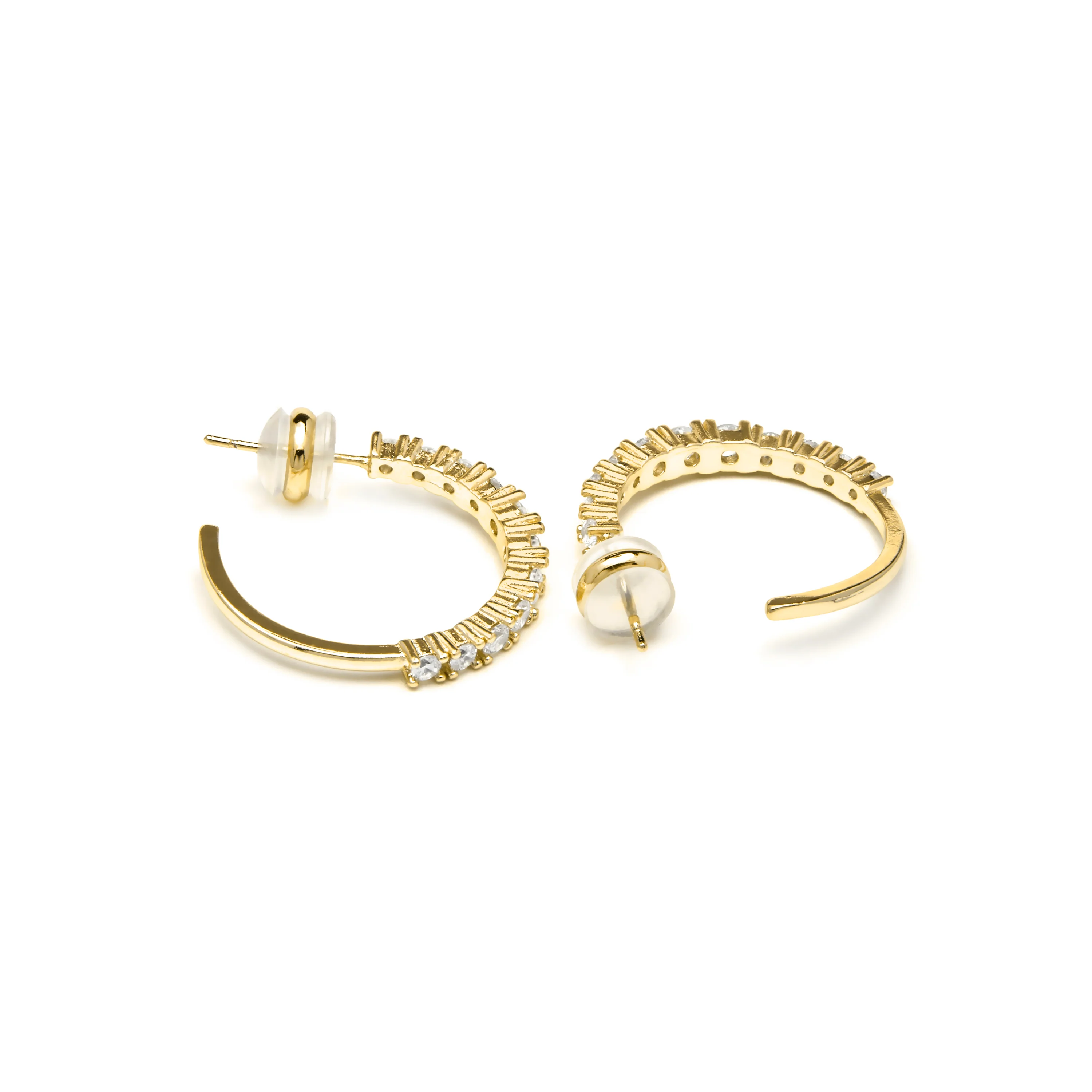 Pendientes acabado oro amarillo de 18k y Circonita Brillante - Remil - Image 4