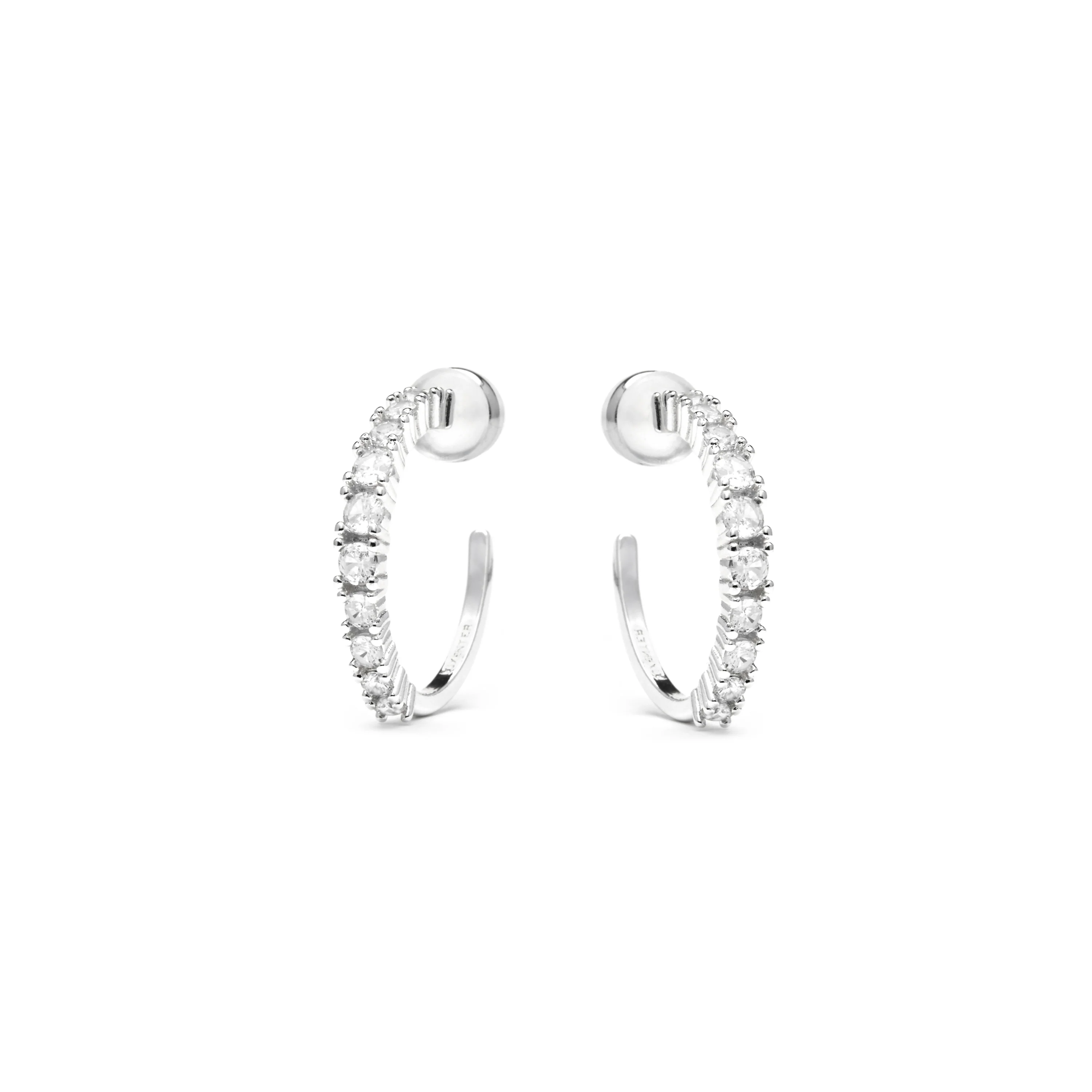Pendientes de 24mm de diámetro acabado plata y circonita - Remil - Image 3