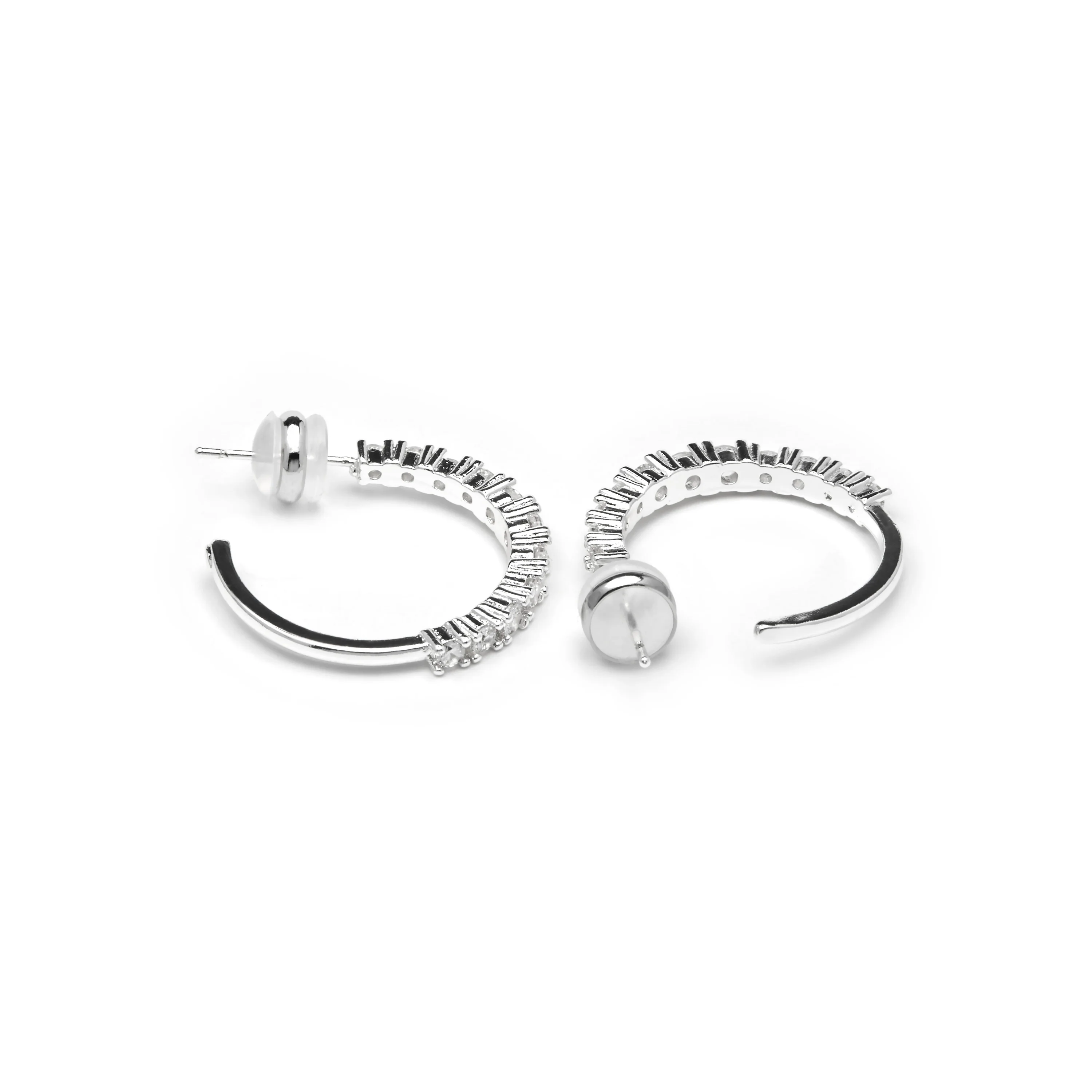 Pendientes de 24mm de diámetro acabado plata y circonita - Remil - Image 4